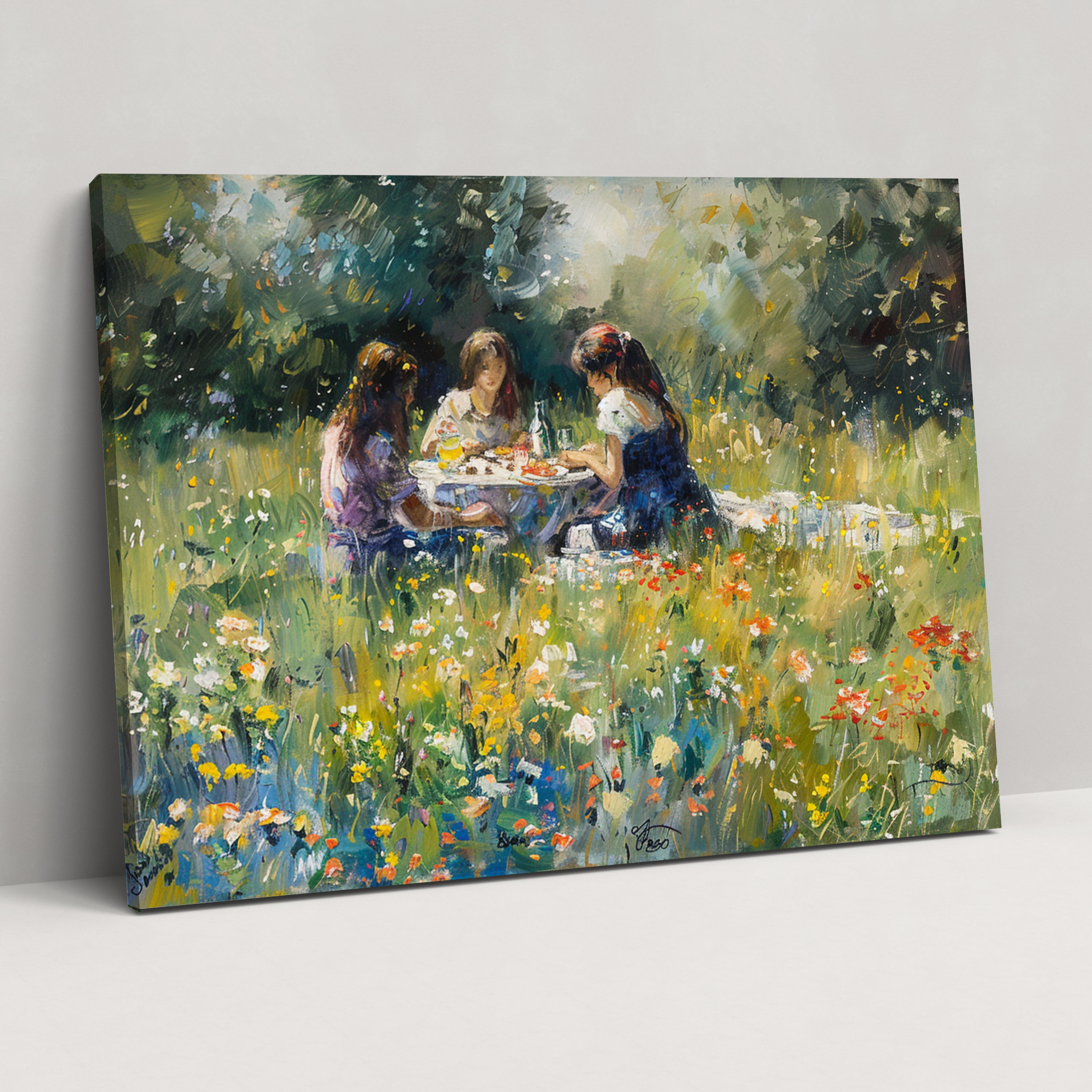 Impressionism Summer Meadow Picnic Canvas Print - Impressionism, Canvas, Canvas Wall Art, Wall Decoration
