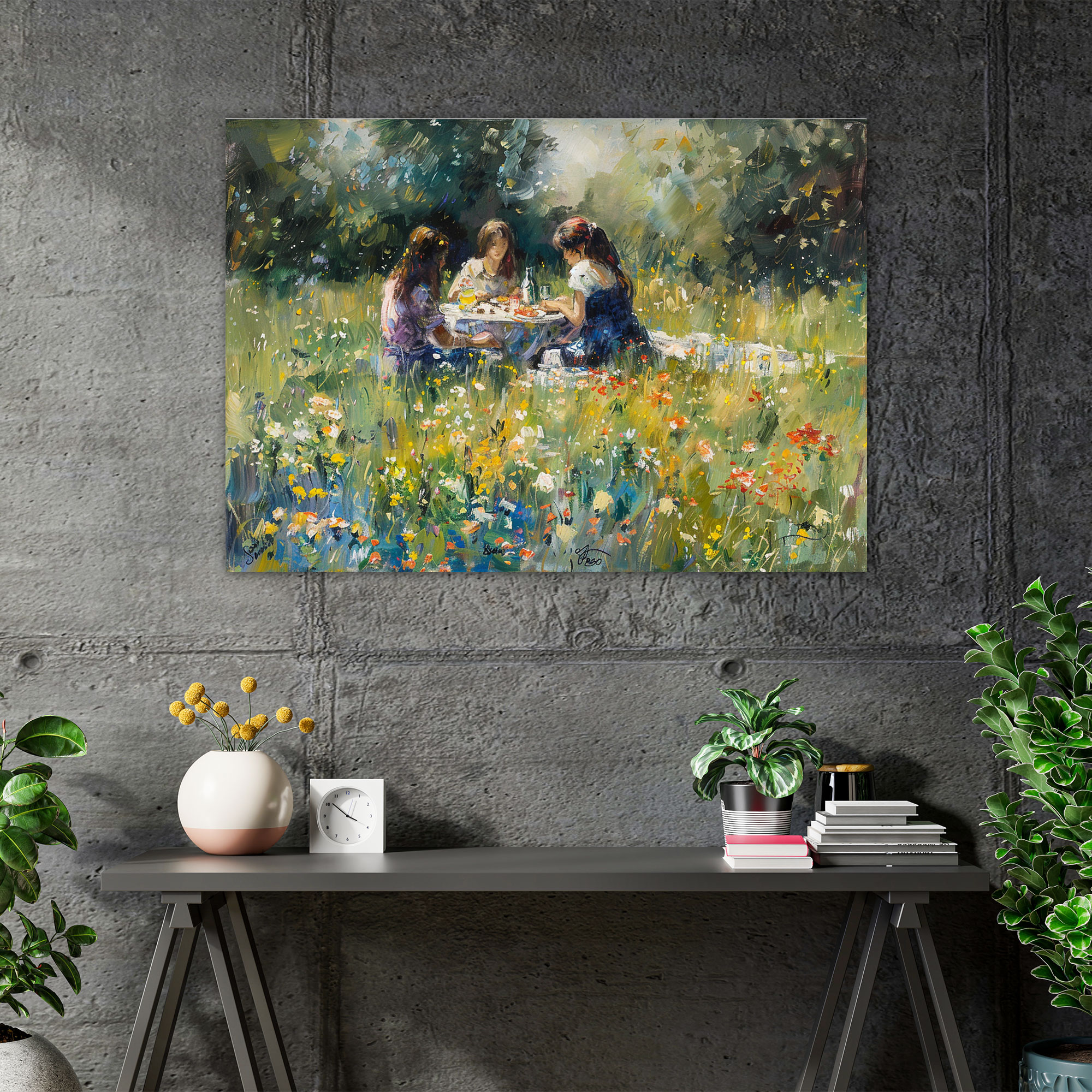 Impressionism Summer Meadow Picnic Canvas Print - Impressionism, Canvas, Canvas Wall Art, Wall Decoration