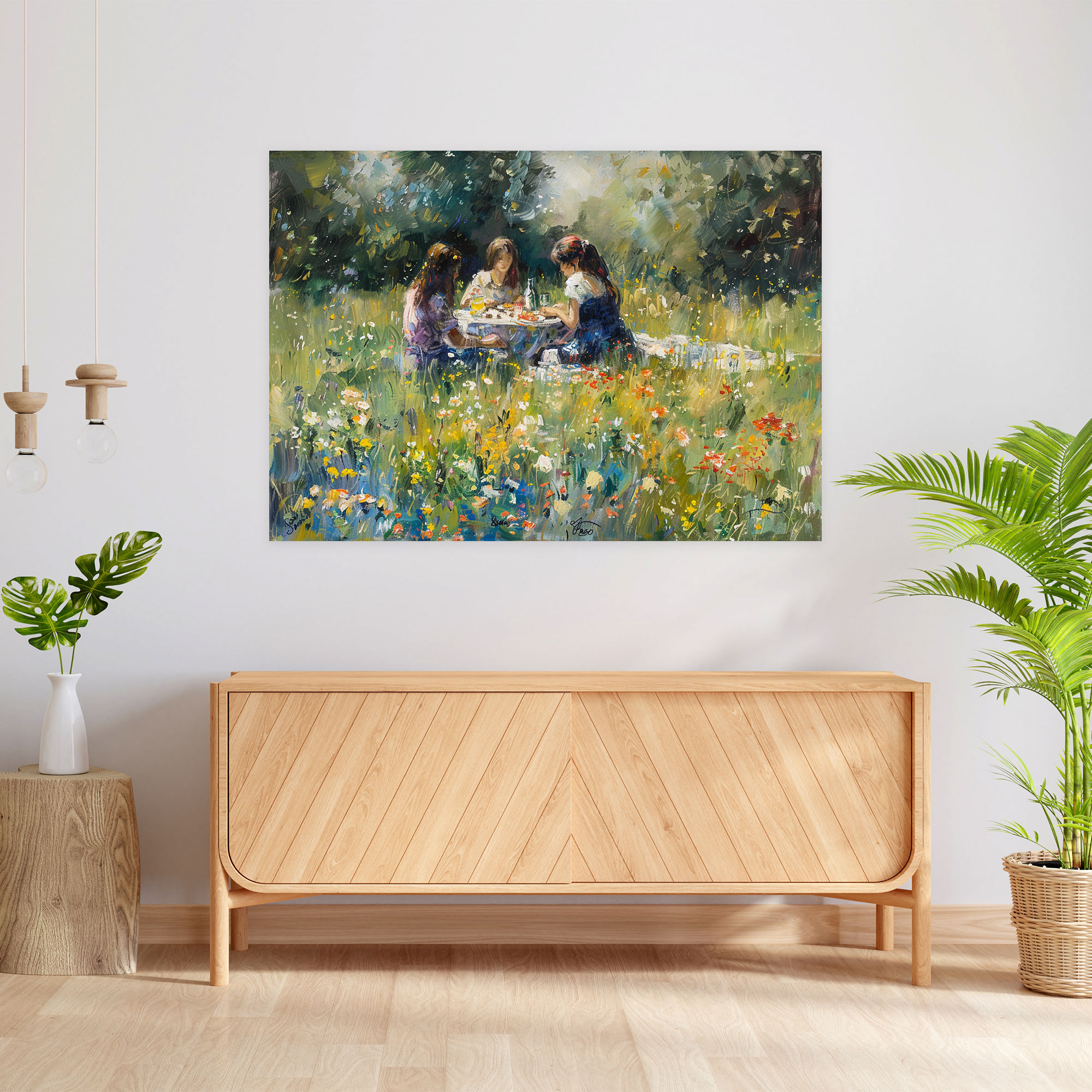 Impressionism Summer Meadow Picnic Canvas Print - Impressionism, Canvas, Canvas Wall Art, Wall Decoration