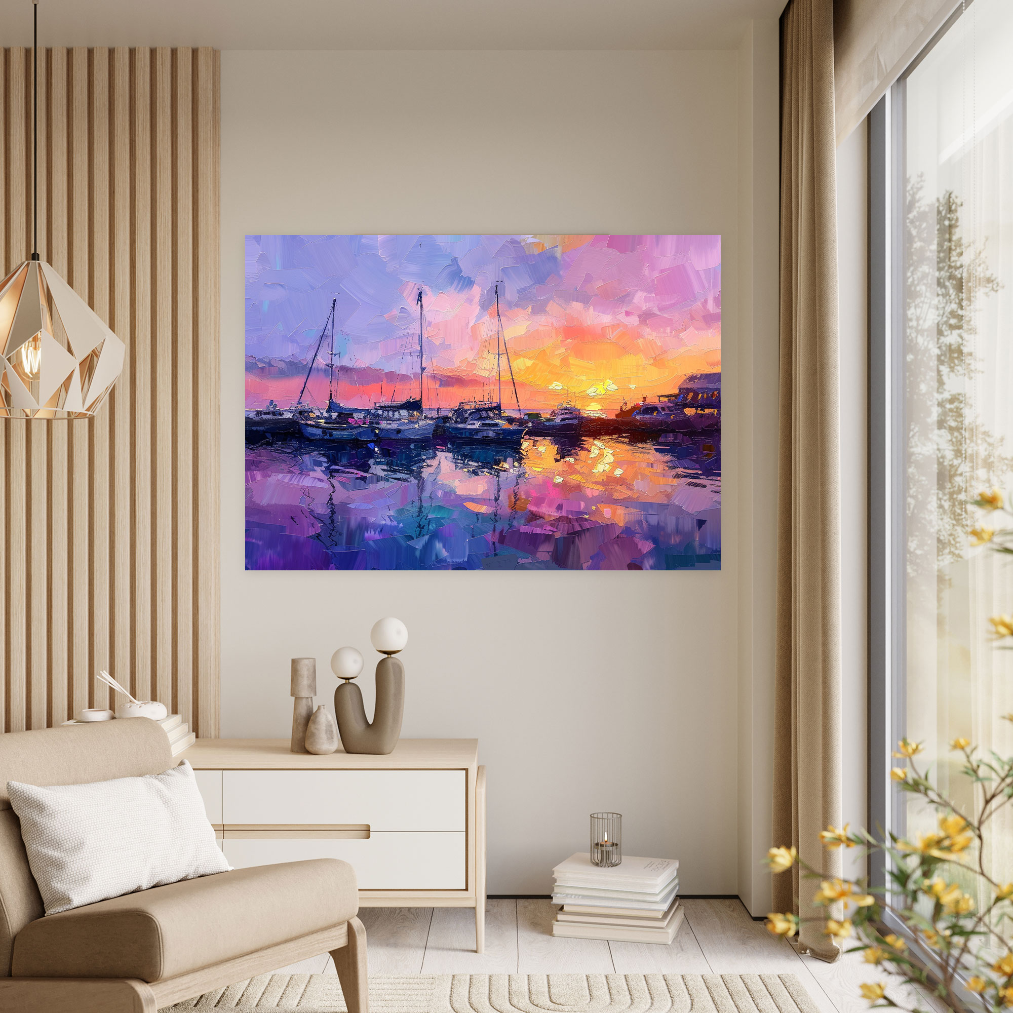 Impressionism Harbor Sunset Wall Art - Impressionism, Home Decoration, Wall Decoration, Impressionism