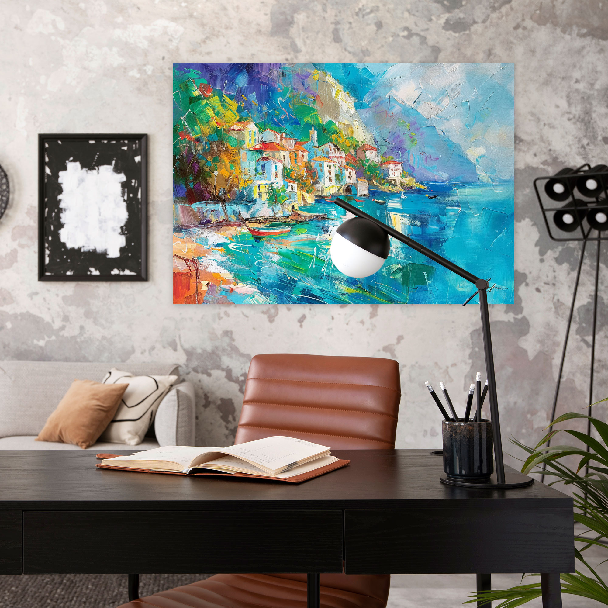 Impressionism Seaside Village Canvas Print - Impressionism, Home Decoration, Wall Decoration, Canvas Print