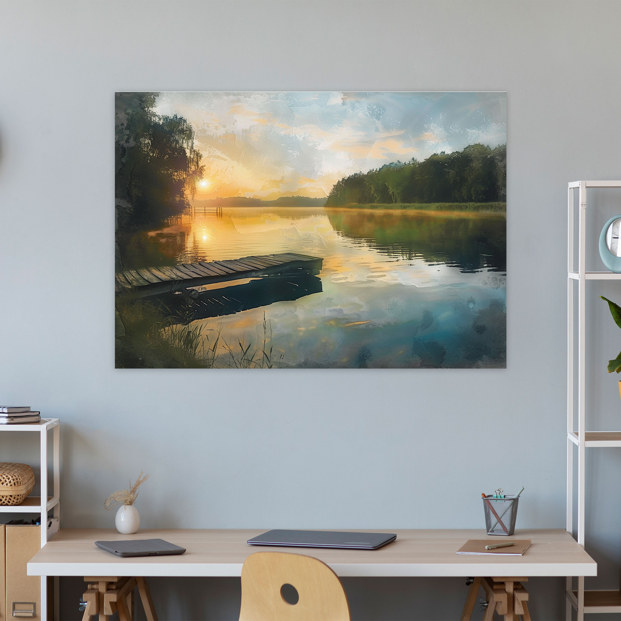 Sunrise Impressionism Wall Art - Impressionism, Canvas, Lake, Wall Decoration
