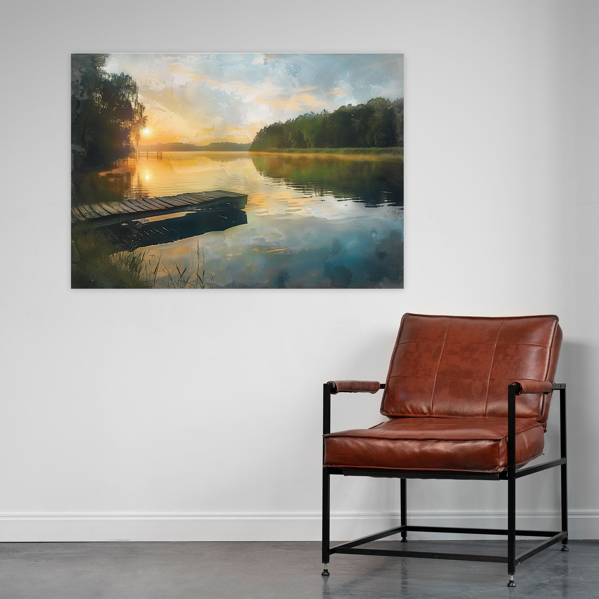 Sunrise Impressionism Wall Art - Impressionism, Canvas, Lake, Wall Decoration