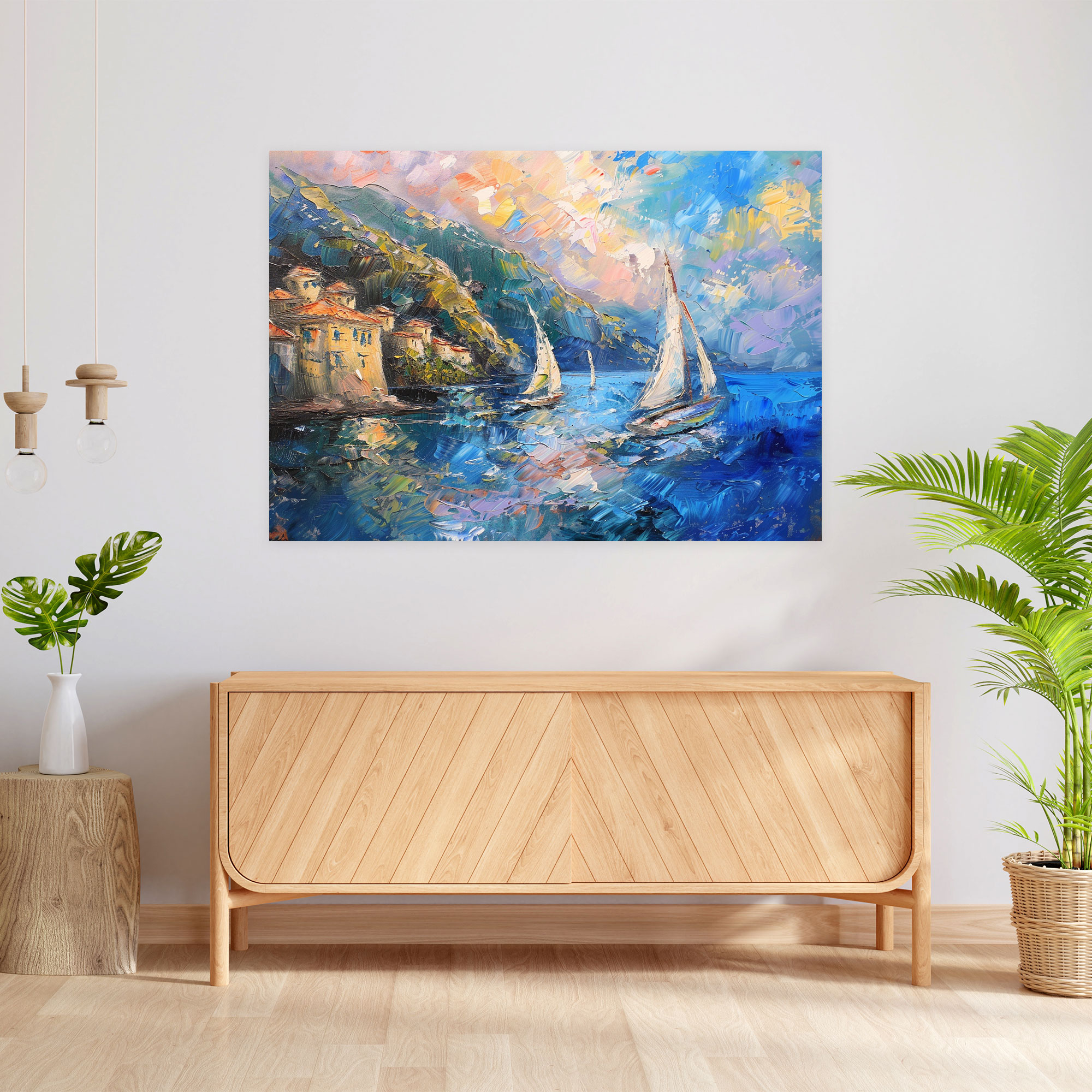 Seaside Impressionism Canvas Print - Impressionism, Sailboats, Seaside, Canvas