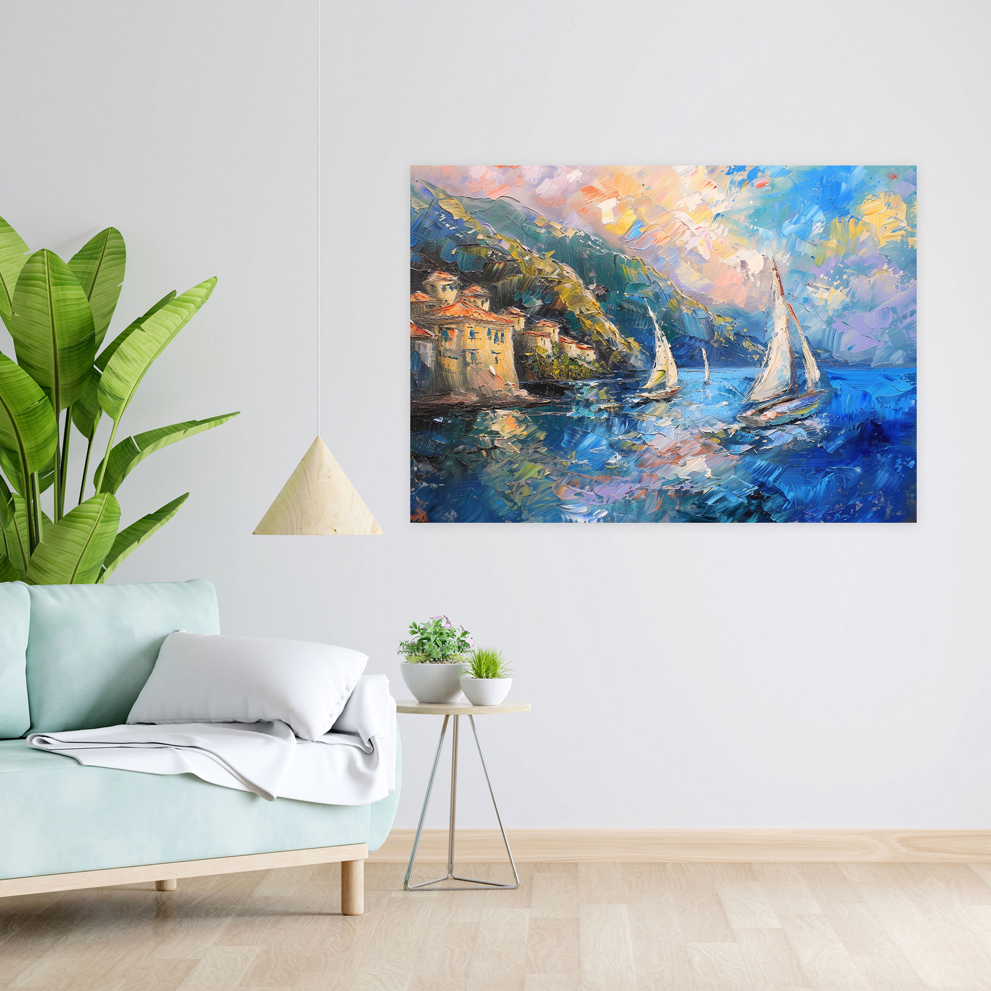 Seaside Impressionism Canvas Print - Impressionism, Sailboats, Seaside, Canvas