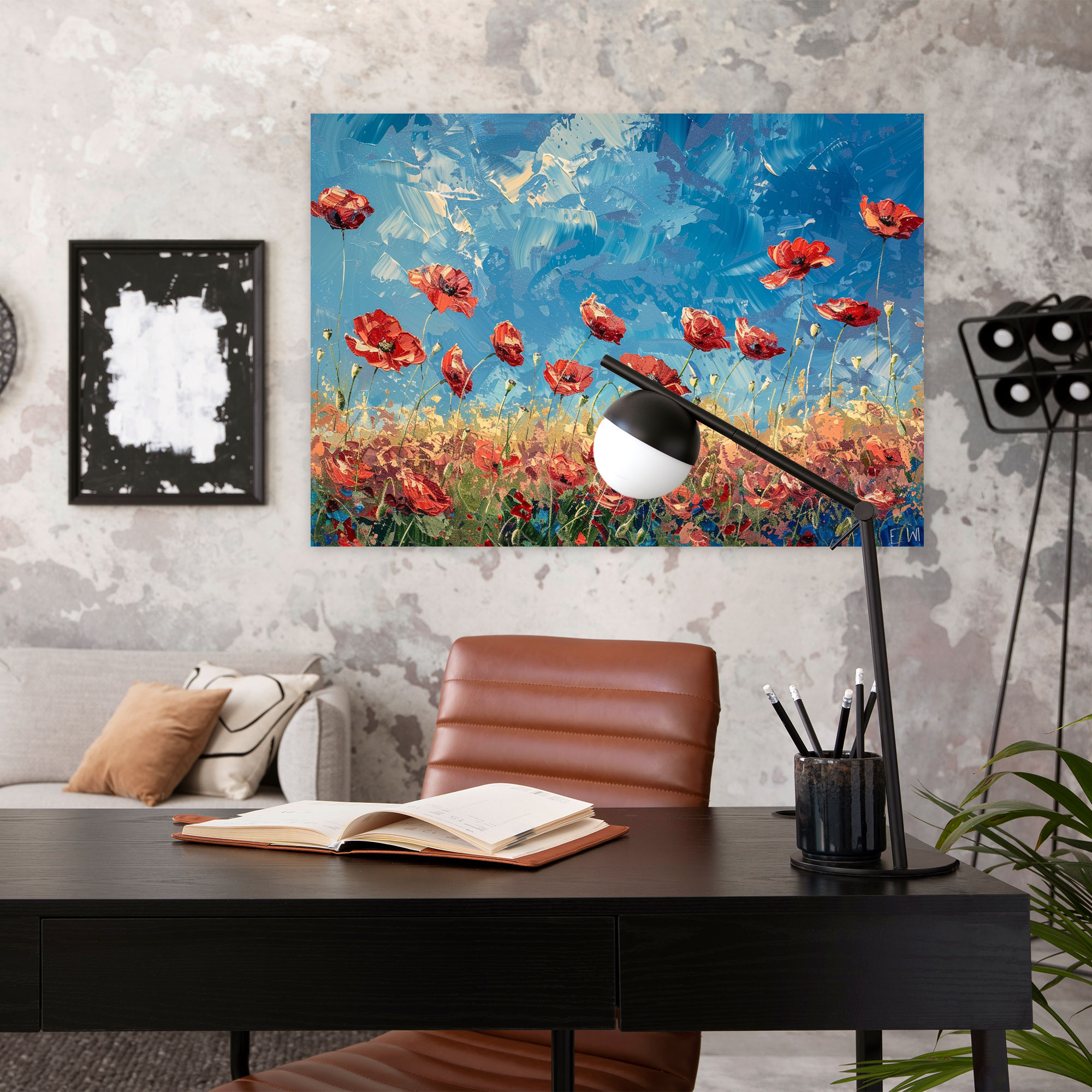 Poppies Impressionism Canvas Print - Impressionism, Canvas, Home Decoration, Blue Sky