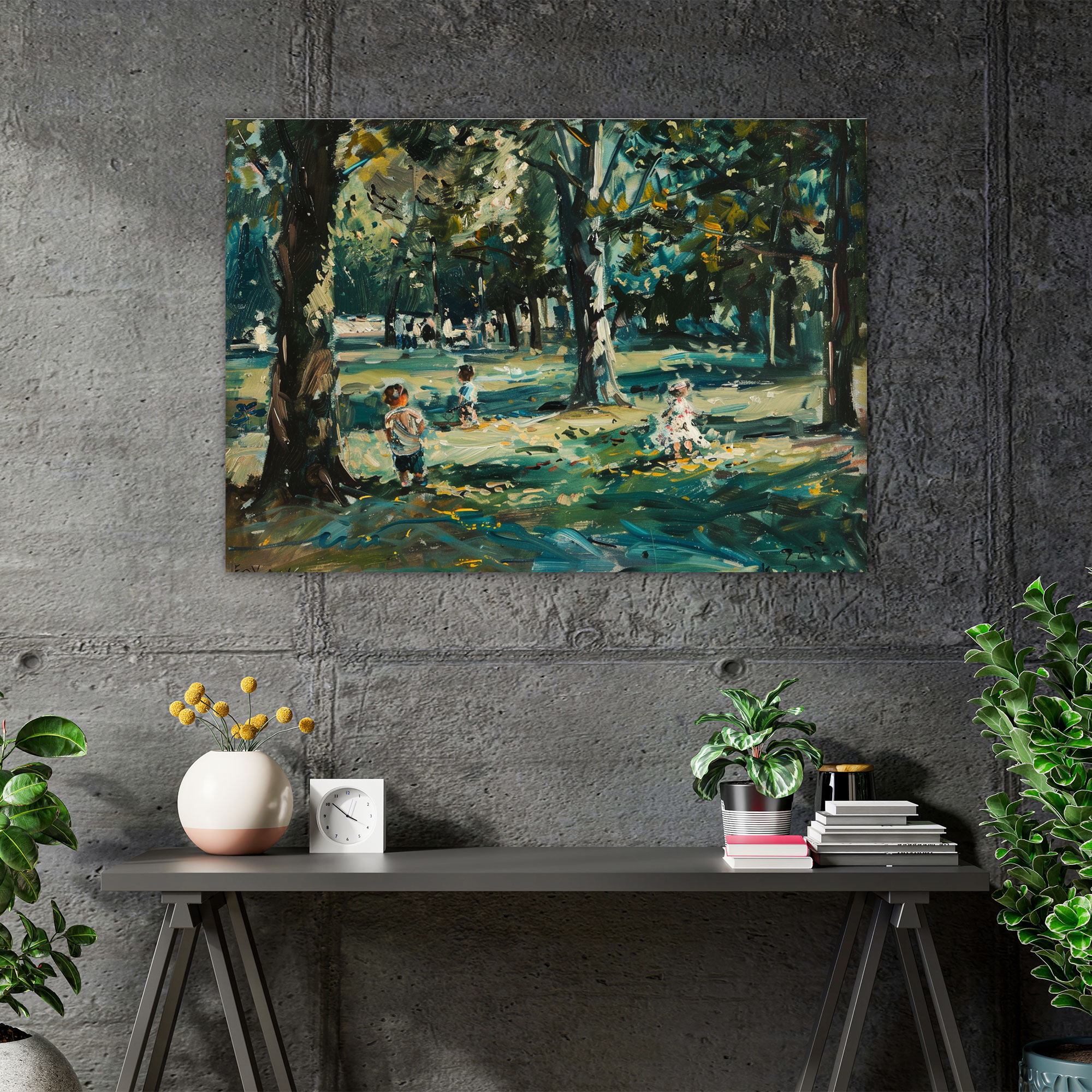 Park Impressionism Wall Art - Impressionism, Children Playing, Vibrant, Wall Decoration