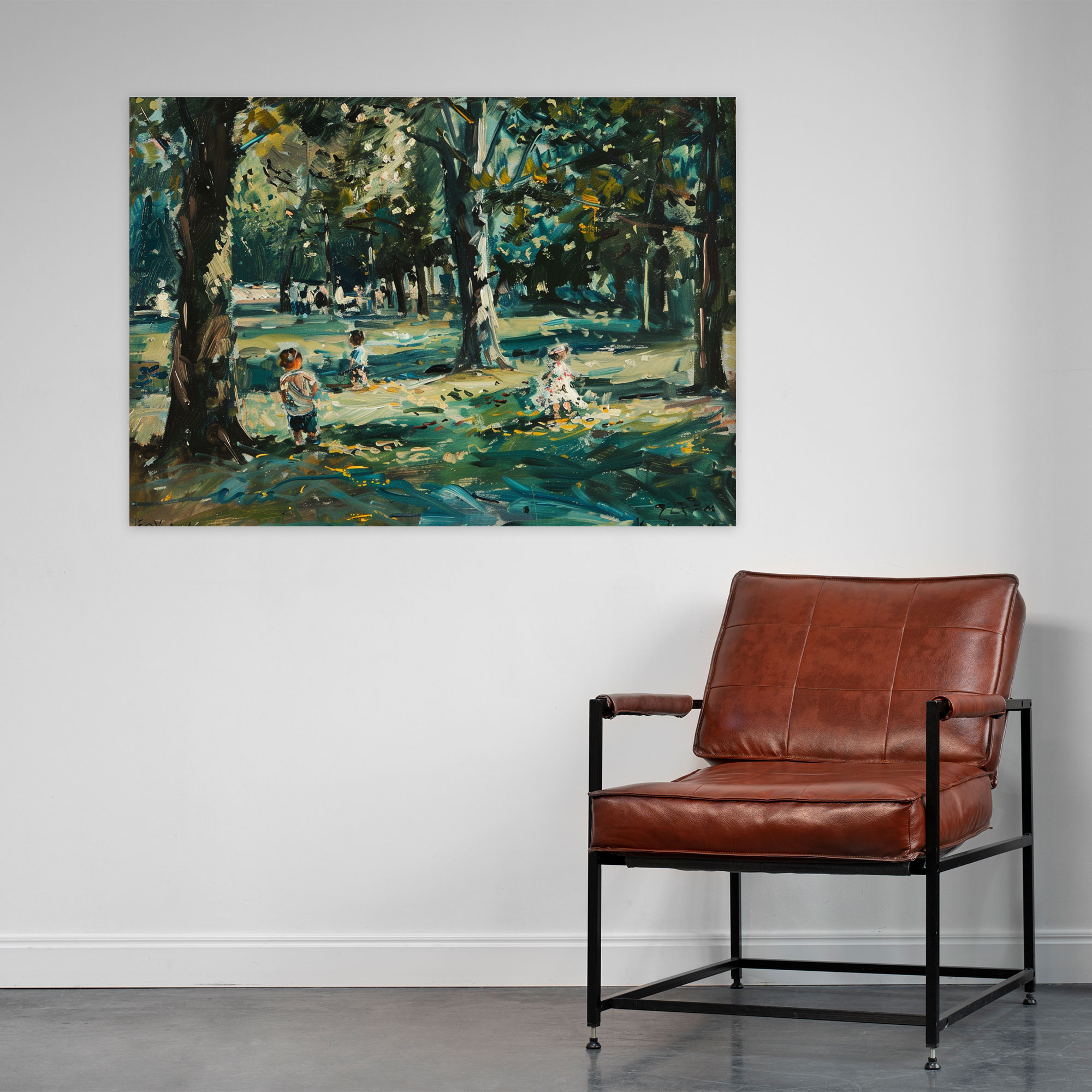 Park Impressionism Wall Art - Impressionism, Children Playing, Vibrant, Wall Decoration