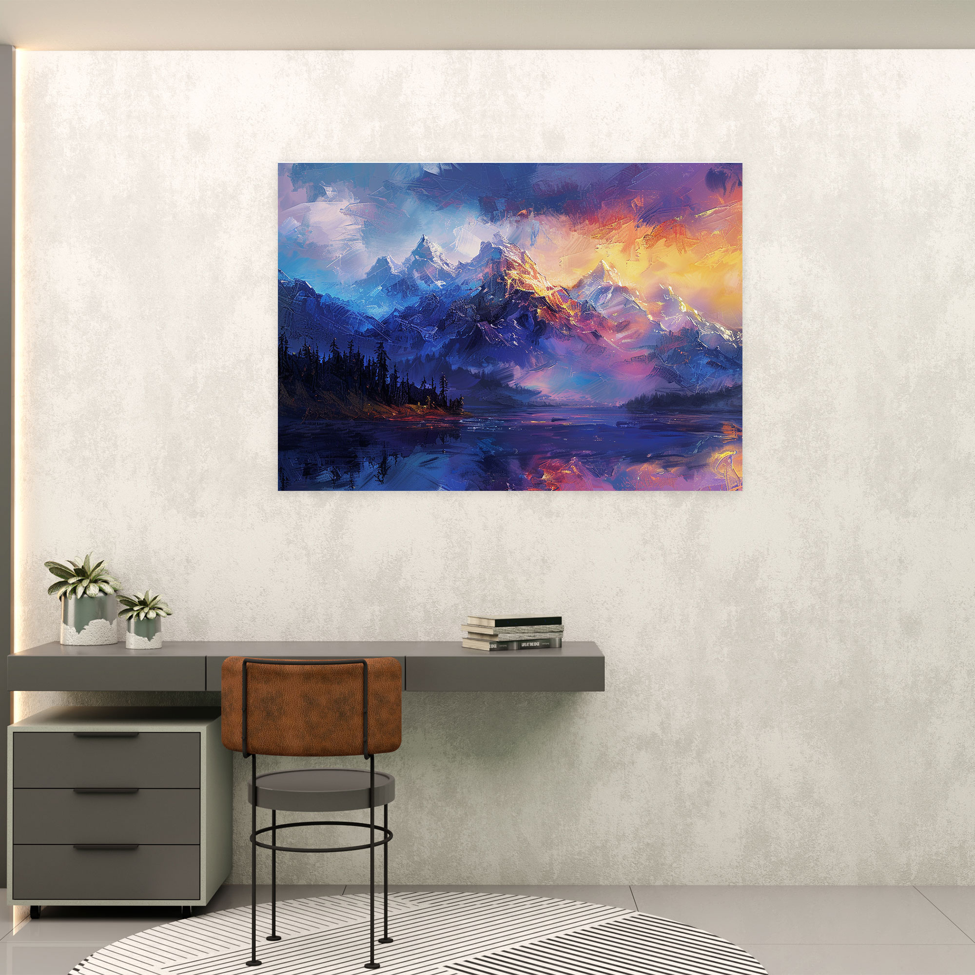 Impressionism Mountain Range Wall Decoration - Impressionism, Home Decoration, Canvas, Impressionism