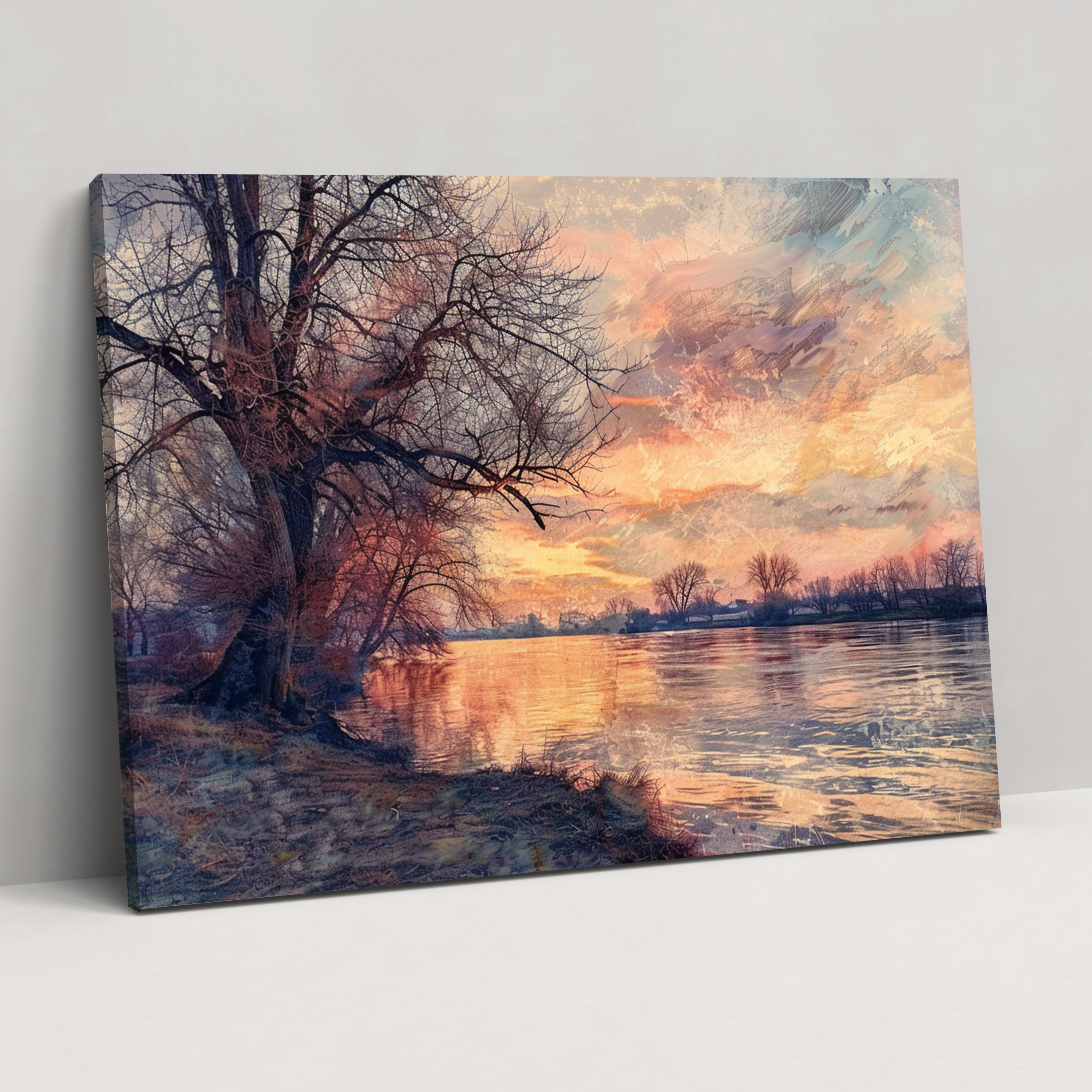 Impressionism River Bank Canvas Print - Impressionism, Canvas, Home Decoration, Wall Art