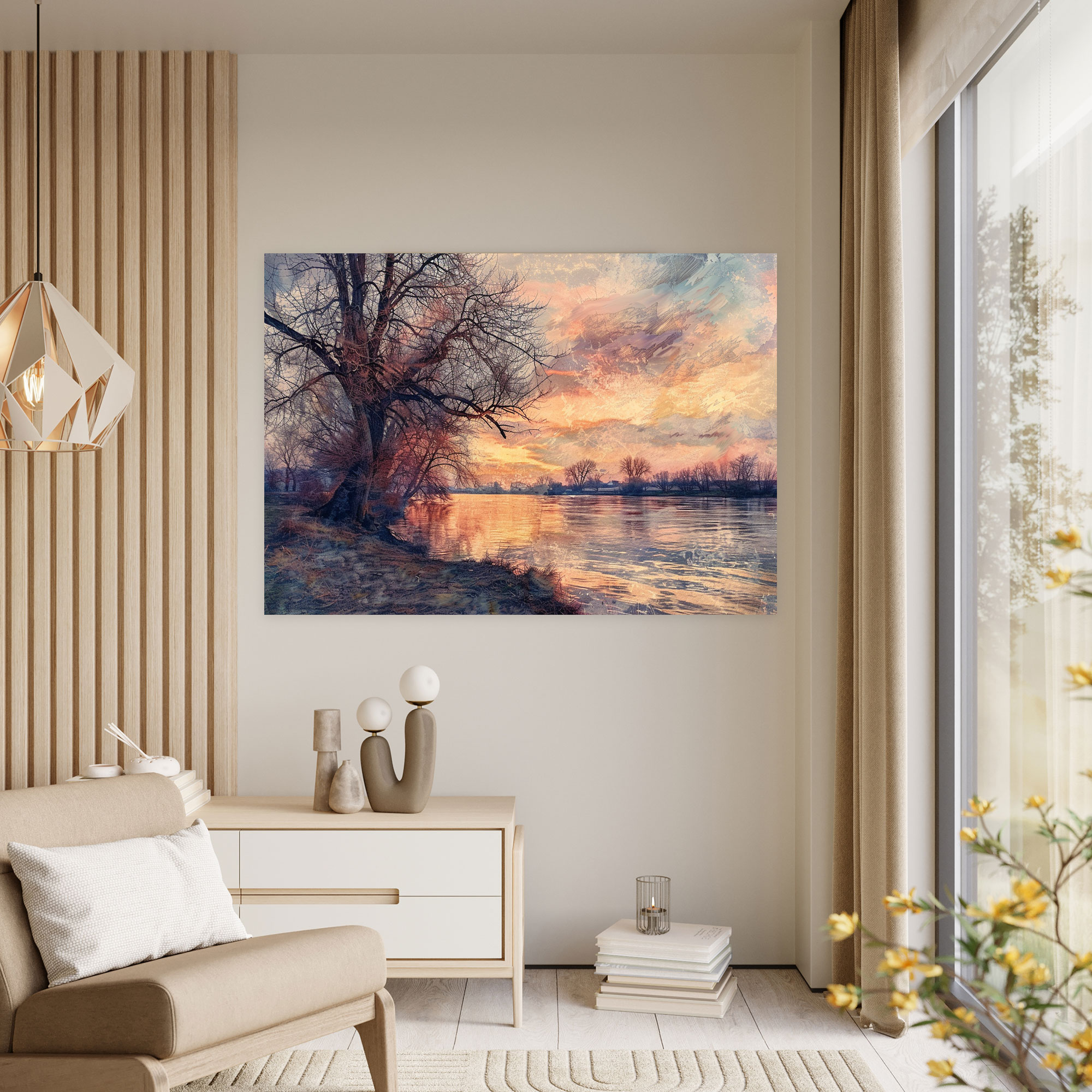 Impressionism River Bank Canvas Print - Impressionism, Canvas, Home Decoration, Wall Art