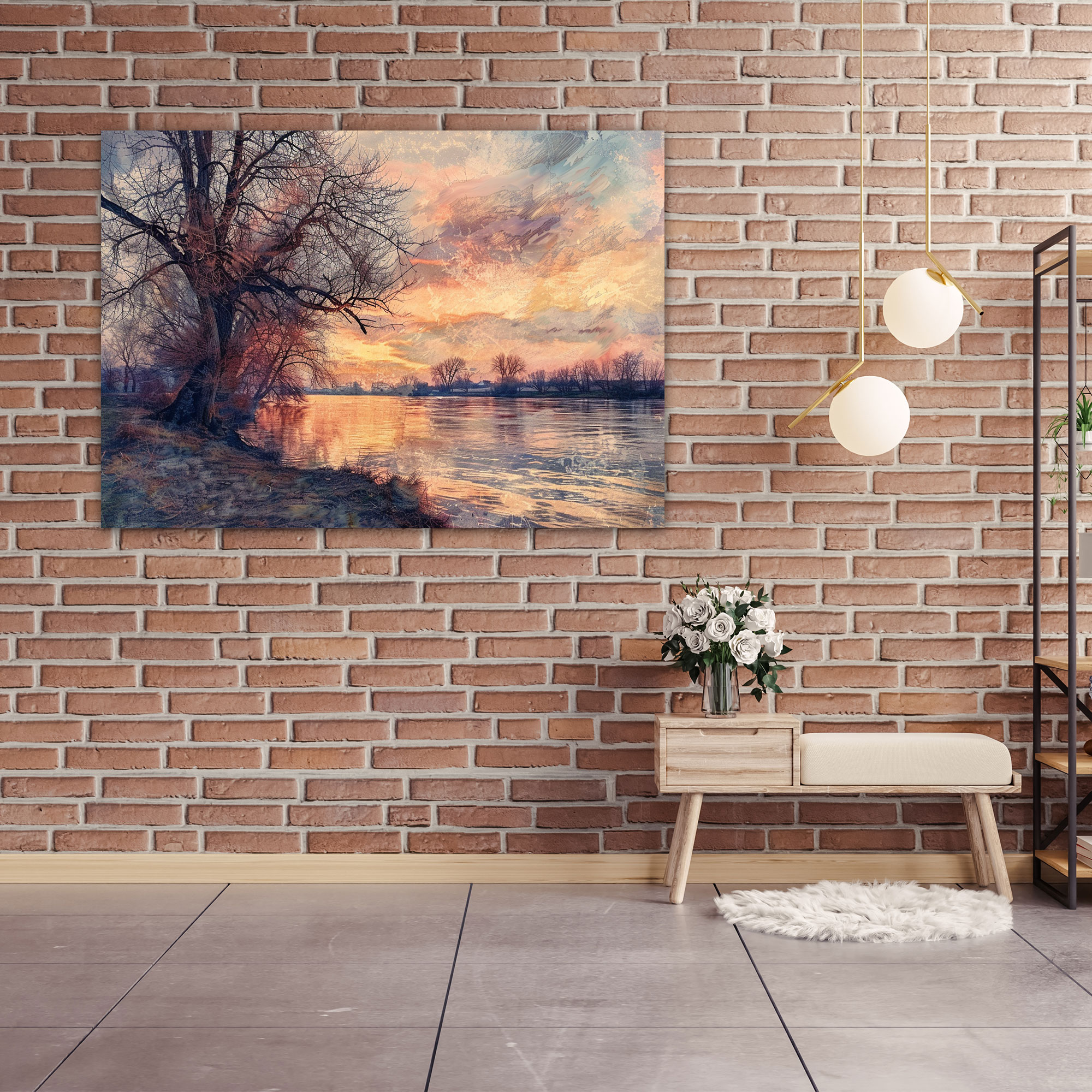 Impressionism River Bank Canvas Print - Impressionism, Canvas, Home Decoration, Wall Art