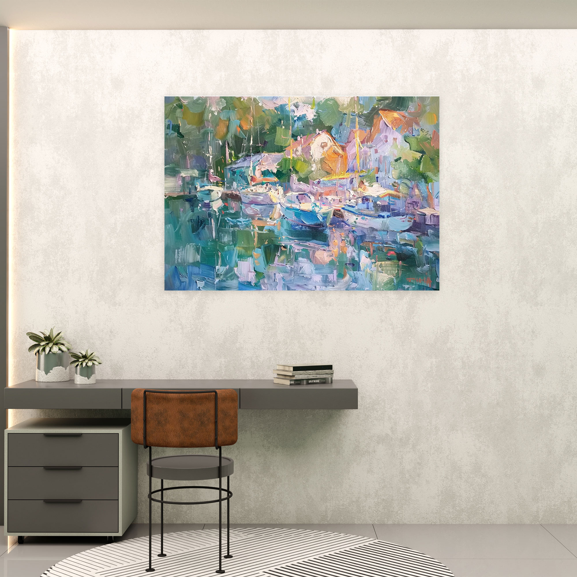 Impressionism Harbor Scene Wall Art - Impressionism, Wall Art, Canvas, Impressionism