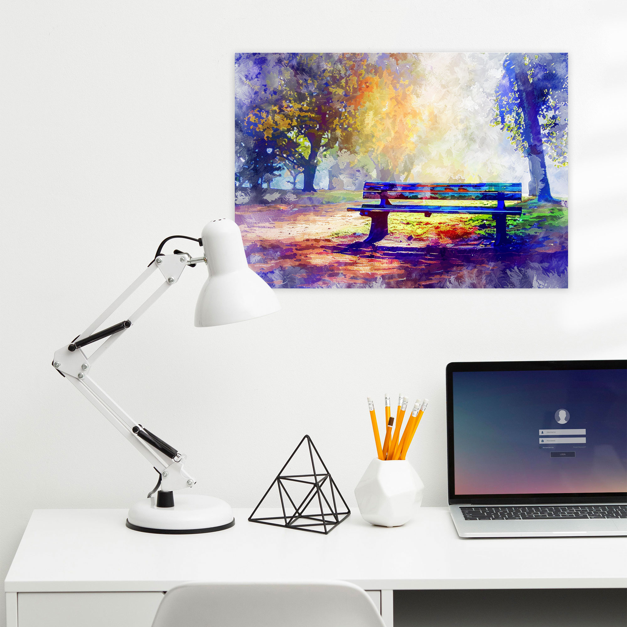 Impressionism Park Bench Canvas Print - Impressionism, Canvas Wall Art, Wall Art, Canvas Print