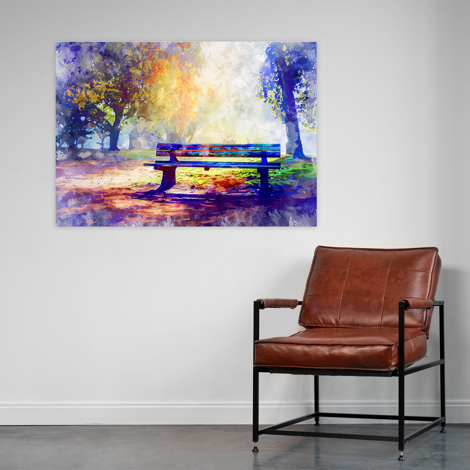 Impressionism Park Bench Canvas Print - Impressionism, Canvas Wall Art, Wall Art, Canvas Print