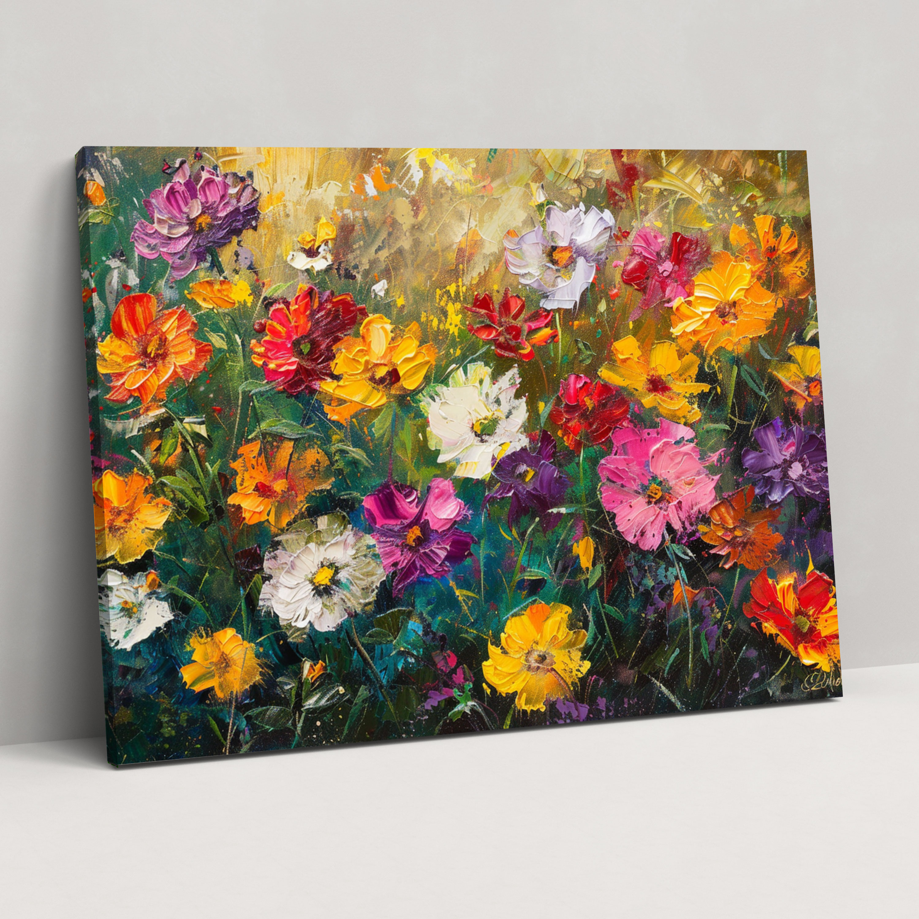 Field Of Colorful Flowers Impressionism Canvas Print - Impressionism, Wall Art, Canvas, Wall Decoration