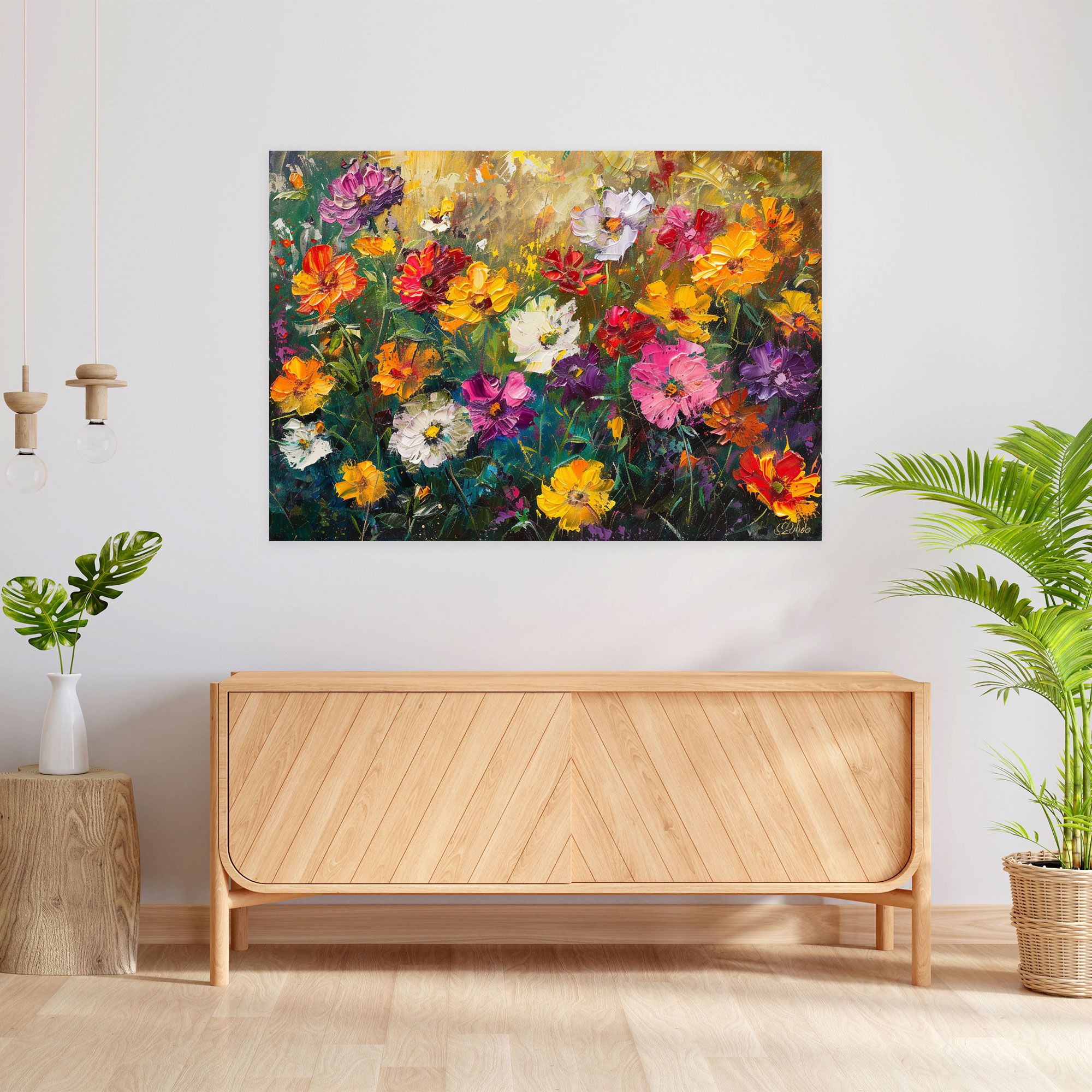 Field Of Colorful Flowers Impressionism Canvas Print - Impressionism, Wall Art, Canvas, Wall Decoration