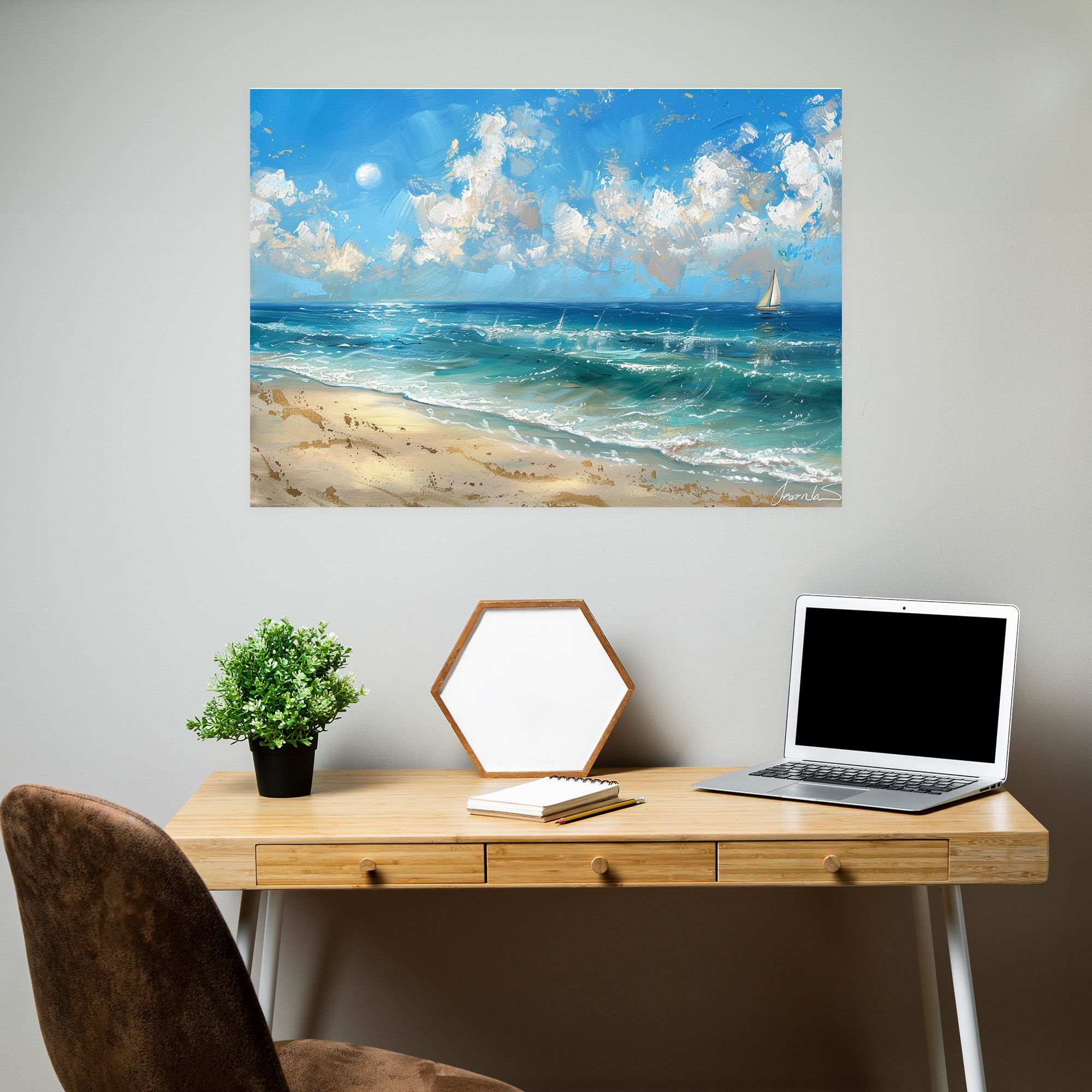 Serene Beach Scene Impressionism Wall Art - Impressionism, Canvas Wall Art, Impressionism, Canvas