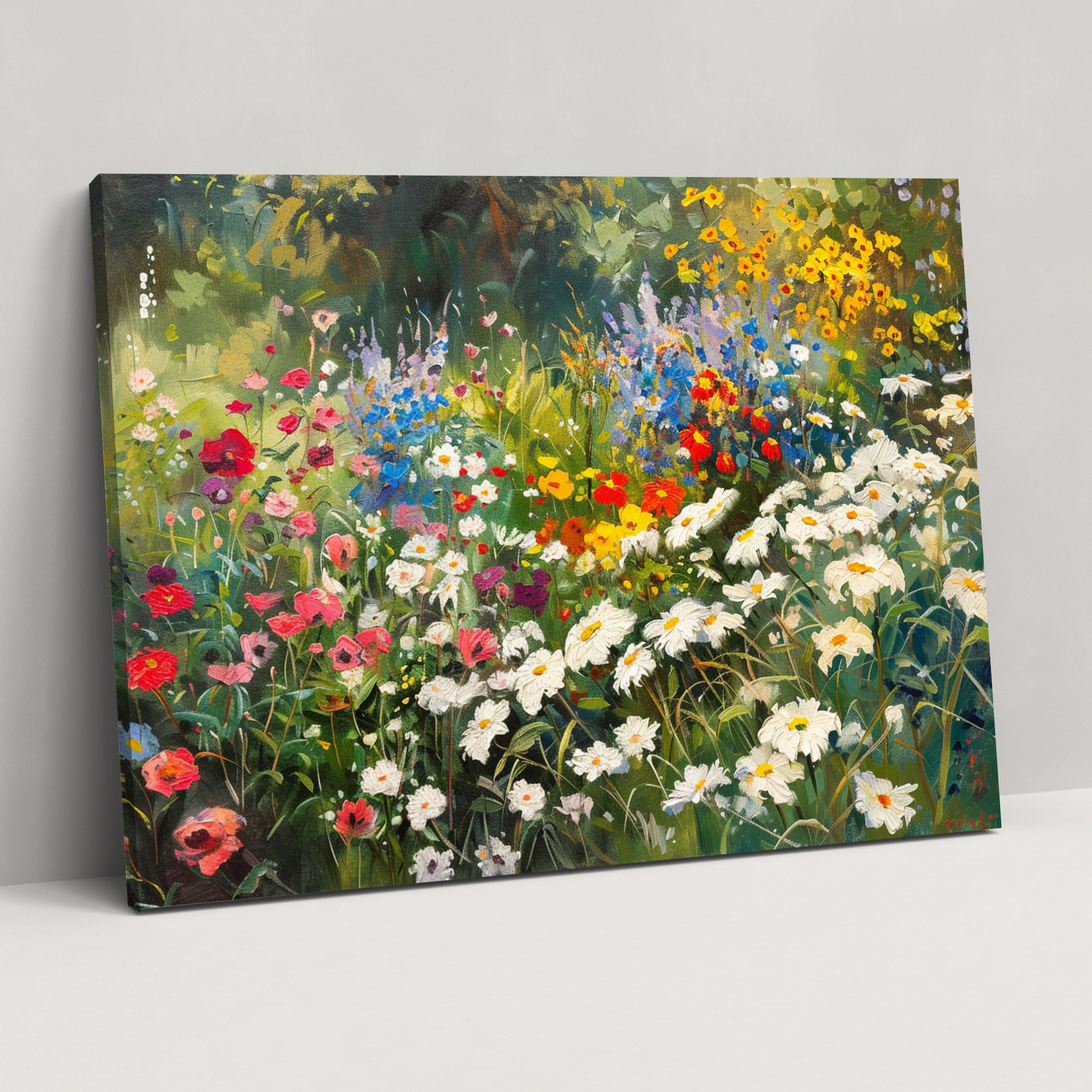 Flower Garden In Full Bloom Impressionism Canvas Print - Impressionism, Wall Decoration, Home Decoration, Canvas