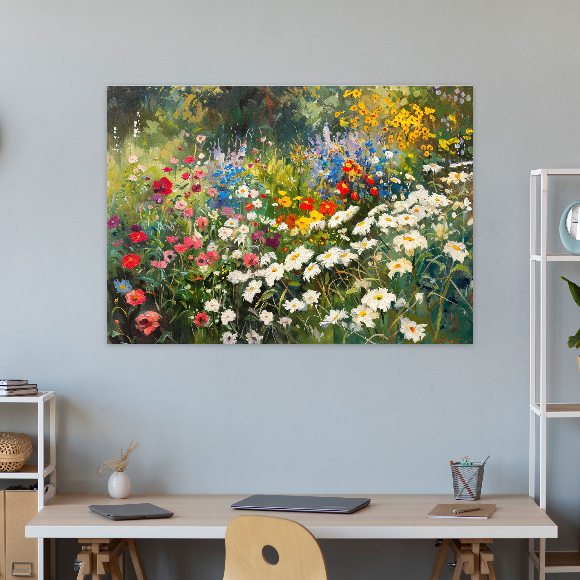 Flower Garden In Full Bloom Impressionism Canvas Print - Impressionism, Wall Decoration, Home Decoration, Canvas