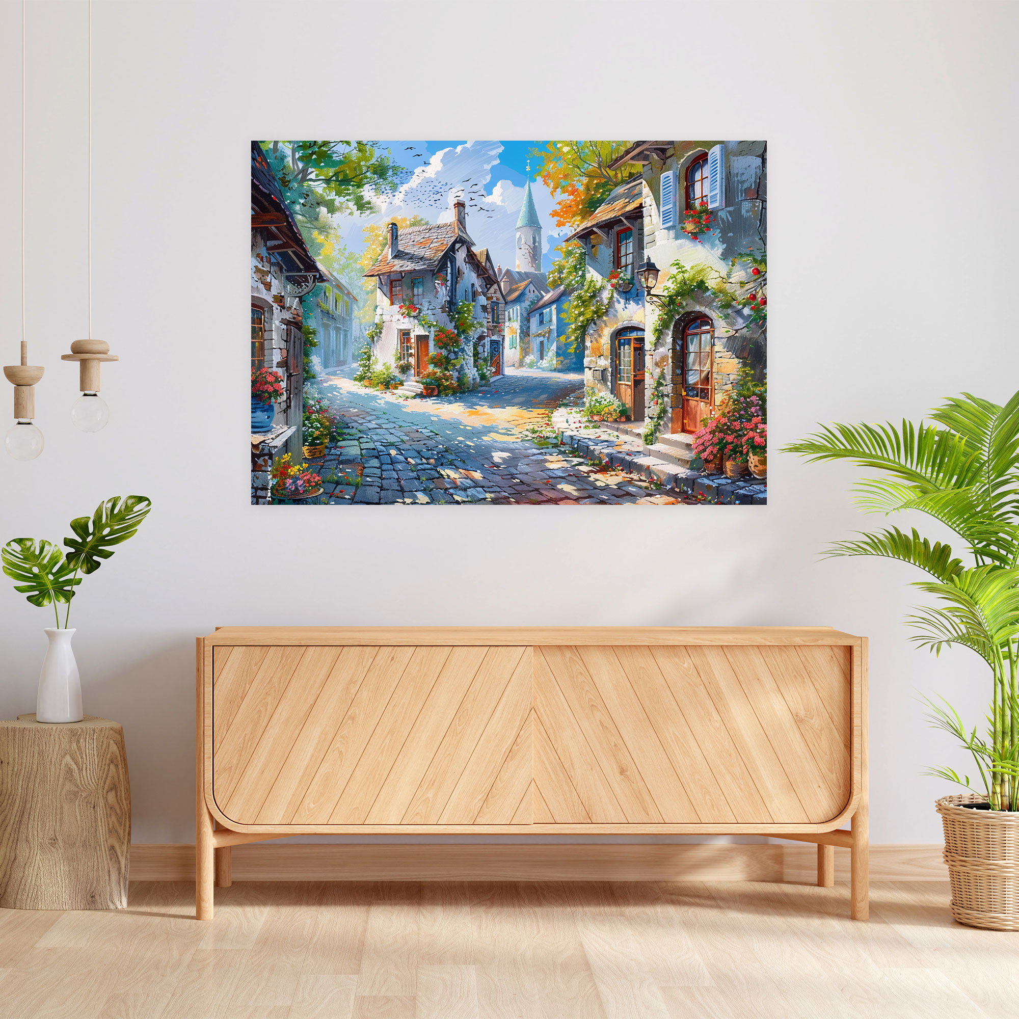 Charming Village Scene Impressionism Wall Decoration - Impressionism, Impressionism, Canvas, Wall Art