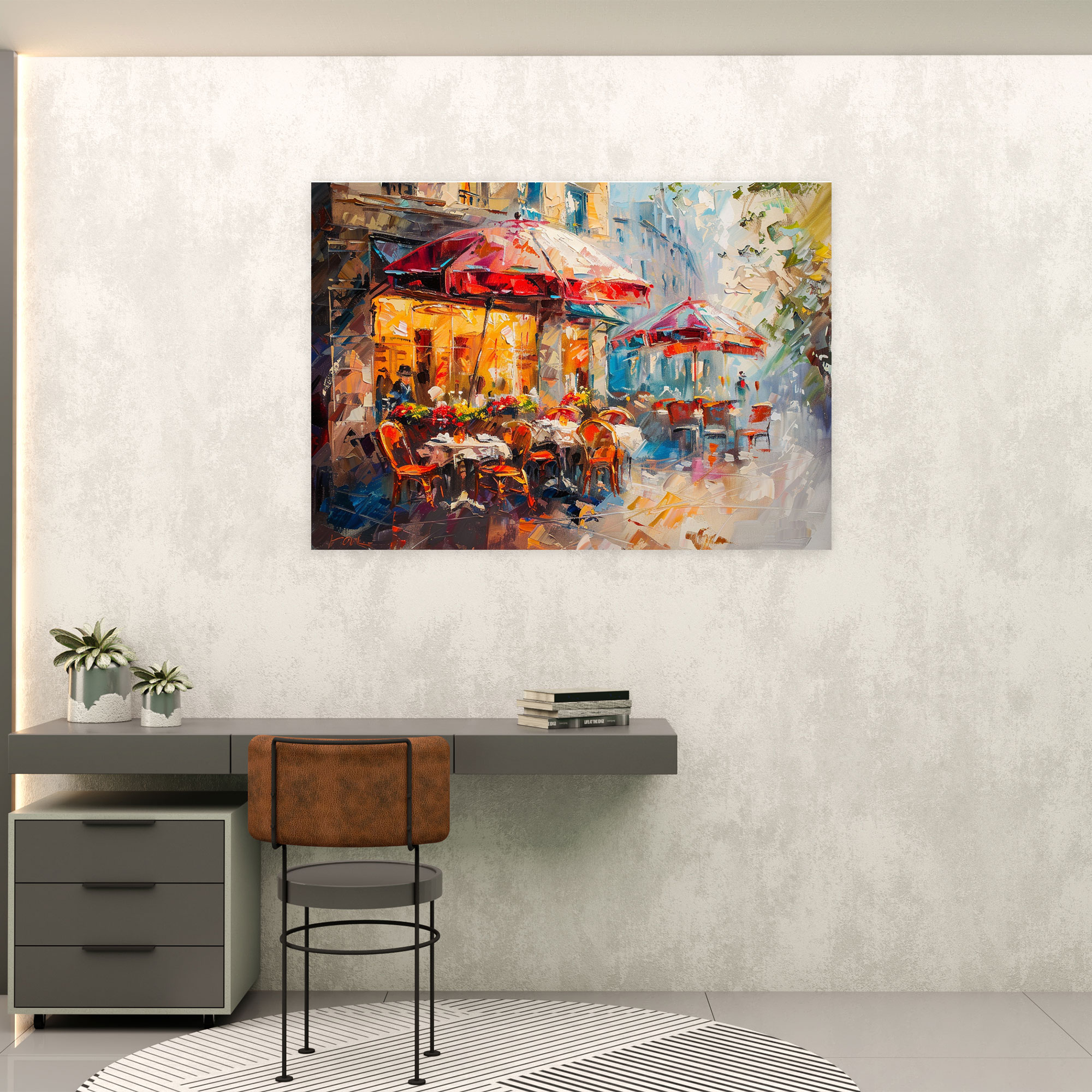 Cozy Cafe Scene Impressionism Wall Decoration - Impressionism, Home Decoration, Canvas, Canvas Wall Art