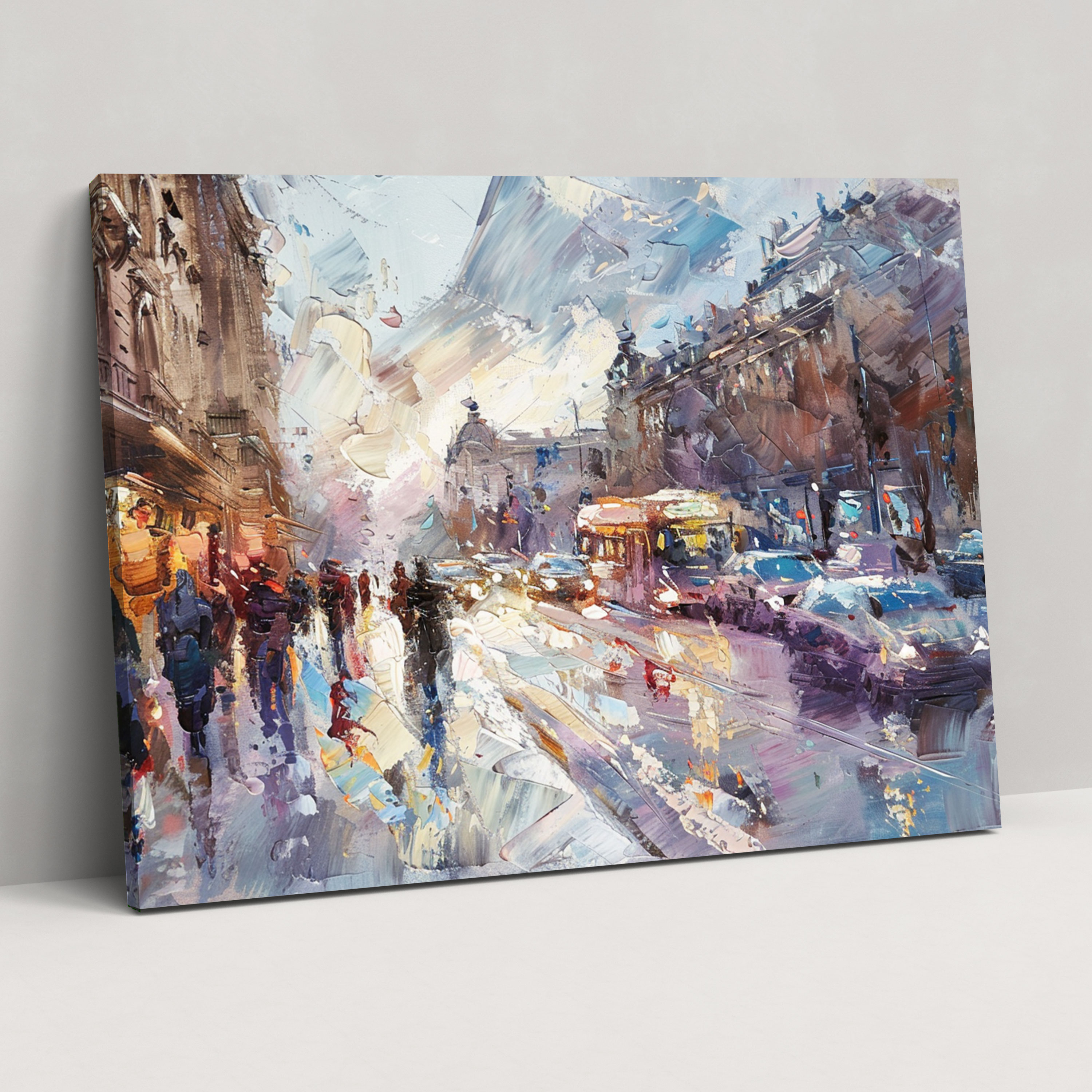 Cityscape Impressionism Canvas Print - Impressionism, Canvas Print, Brush Strokes, Urban