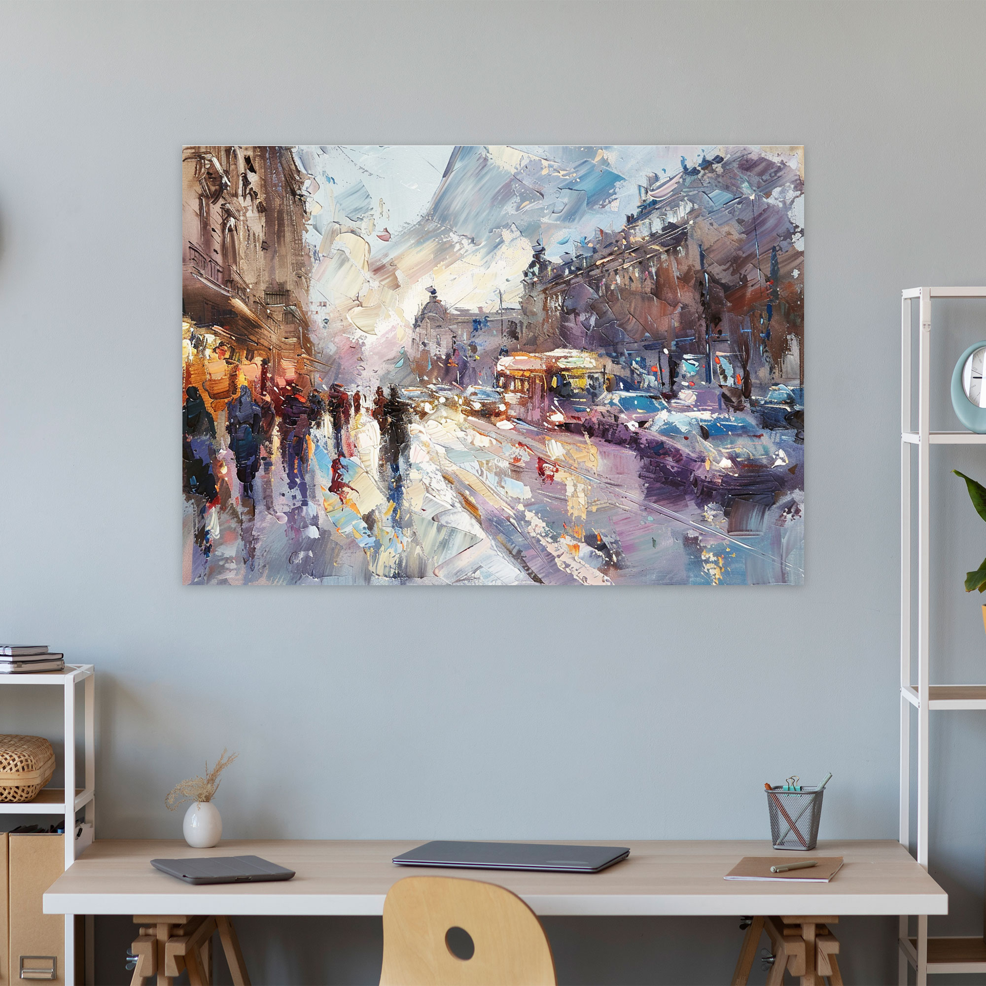 Cityscape Impressionism Canvas Print - Impressionism, Canvas Print, Brush Strokes, Urban