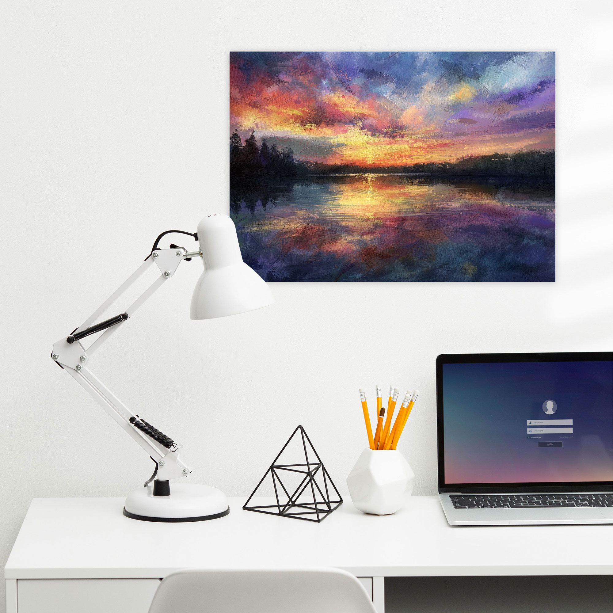 Sunset Lake Impressionism Wall Art - Impressionism, Home Decoration, Canvas Wall Art, Canvas
