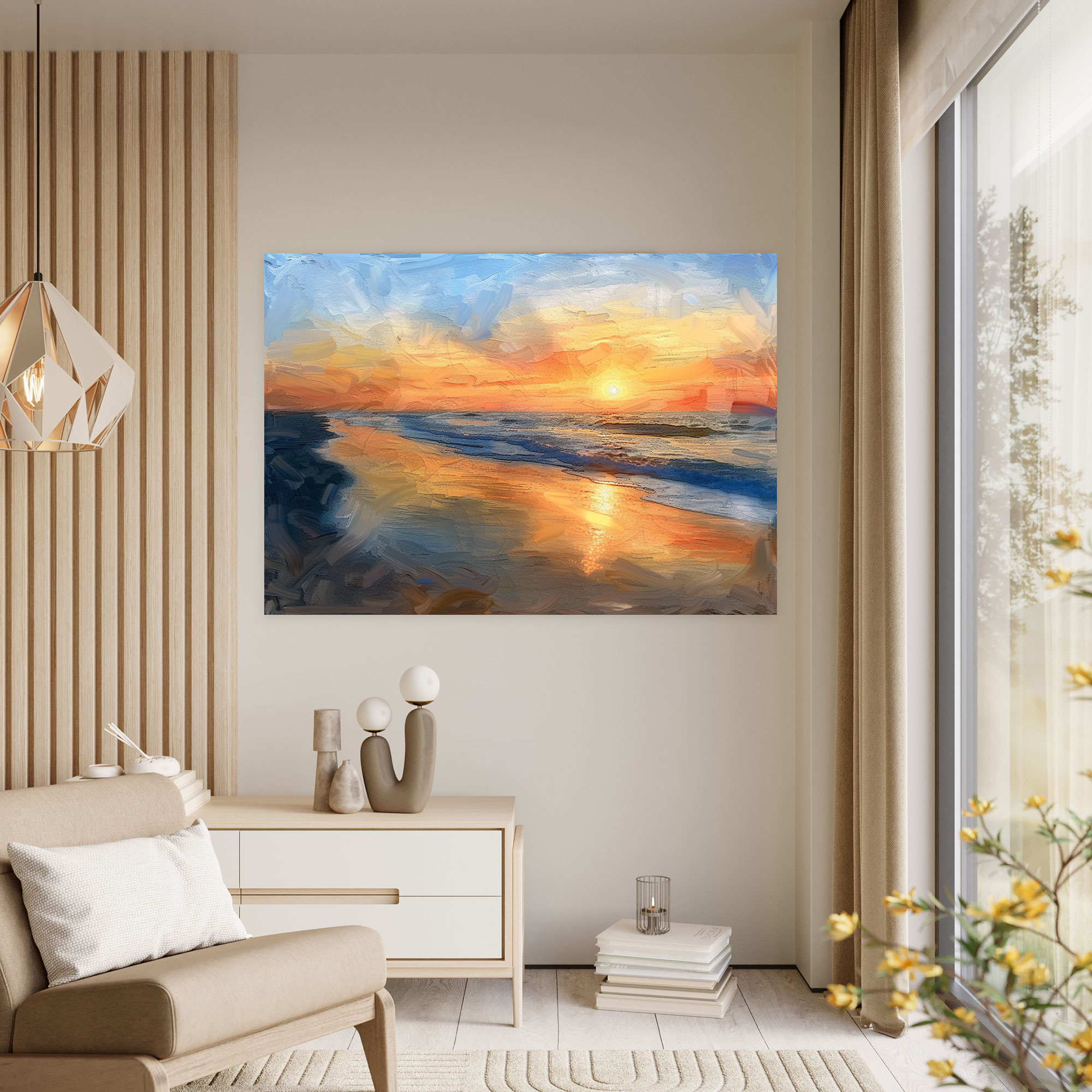 Beach Sunset Impressionism Wall Decoration - Impressionism, Canvas Wall Art, Canvas, Impressionism
