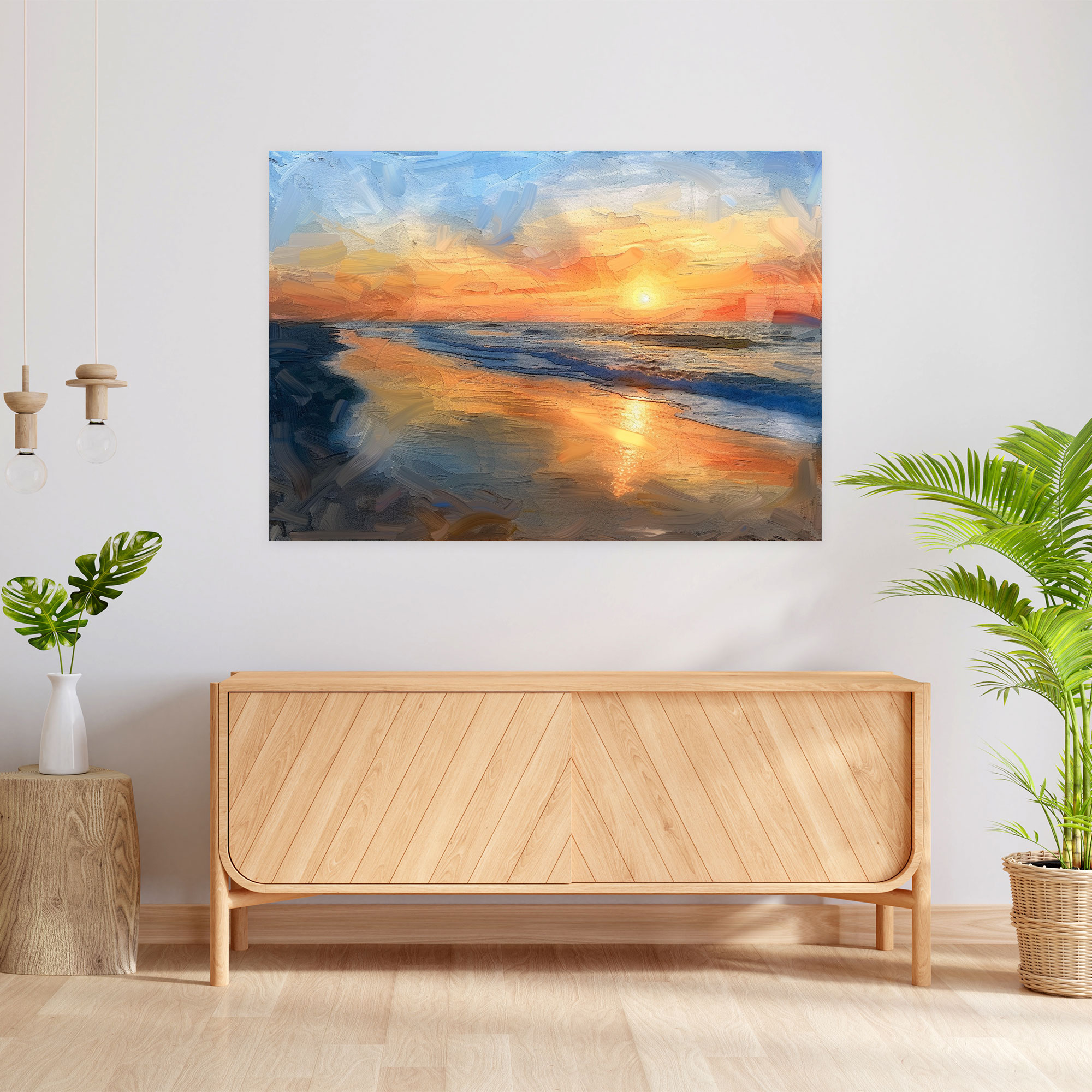 Beach Sunset Impressionism Wall Decoration - Impressionism, Canvas Wall Art, Canvas, Impressionism