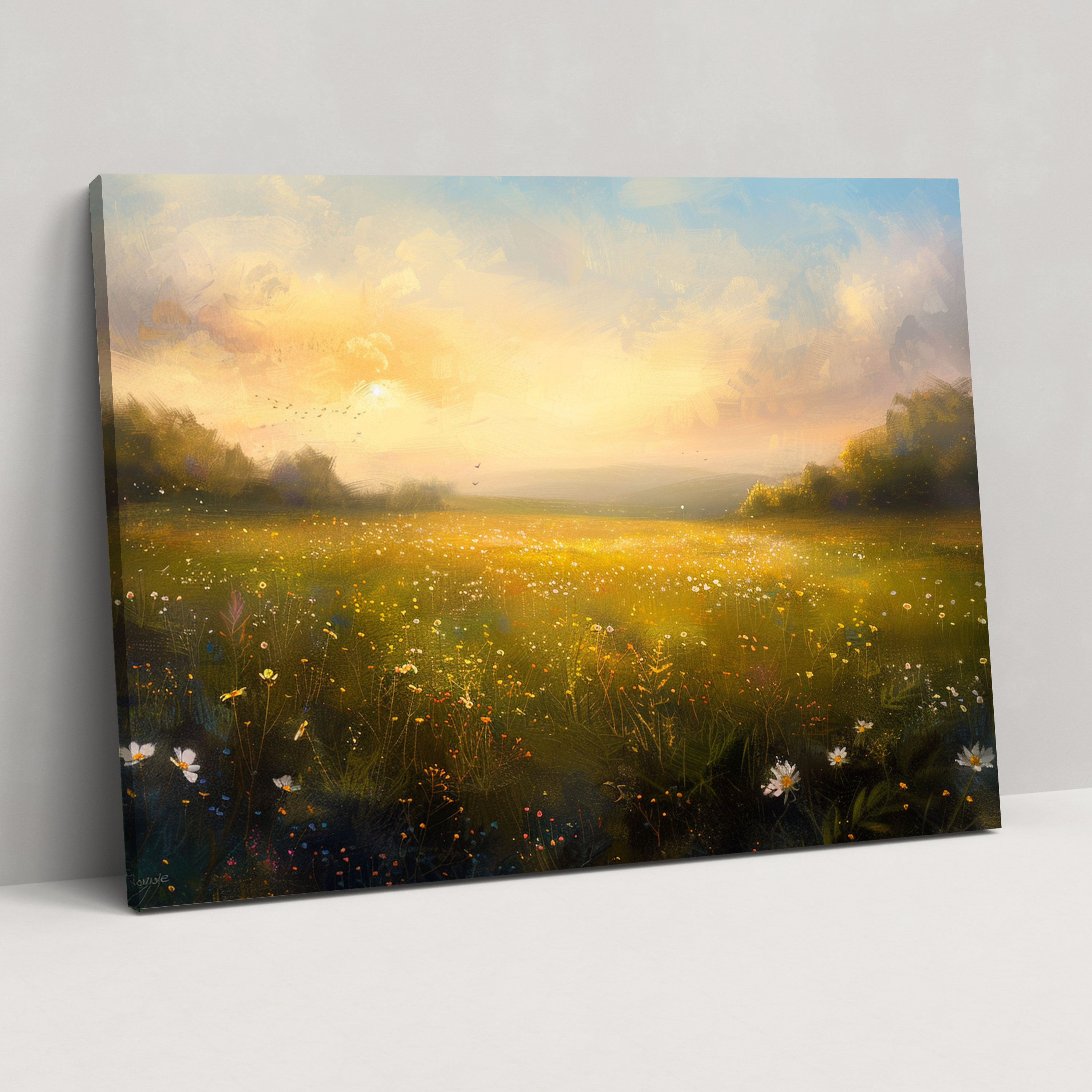 Sunrise Meadow Impressionism Wall Decoration - Impressionism, Home Decoration, Canvas Wall Art, Impressionism