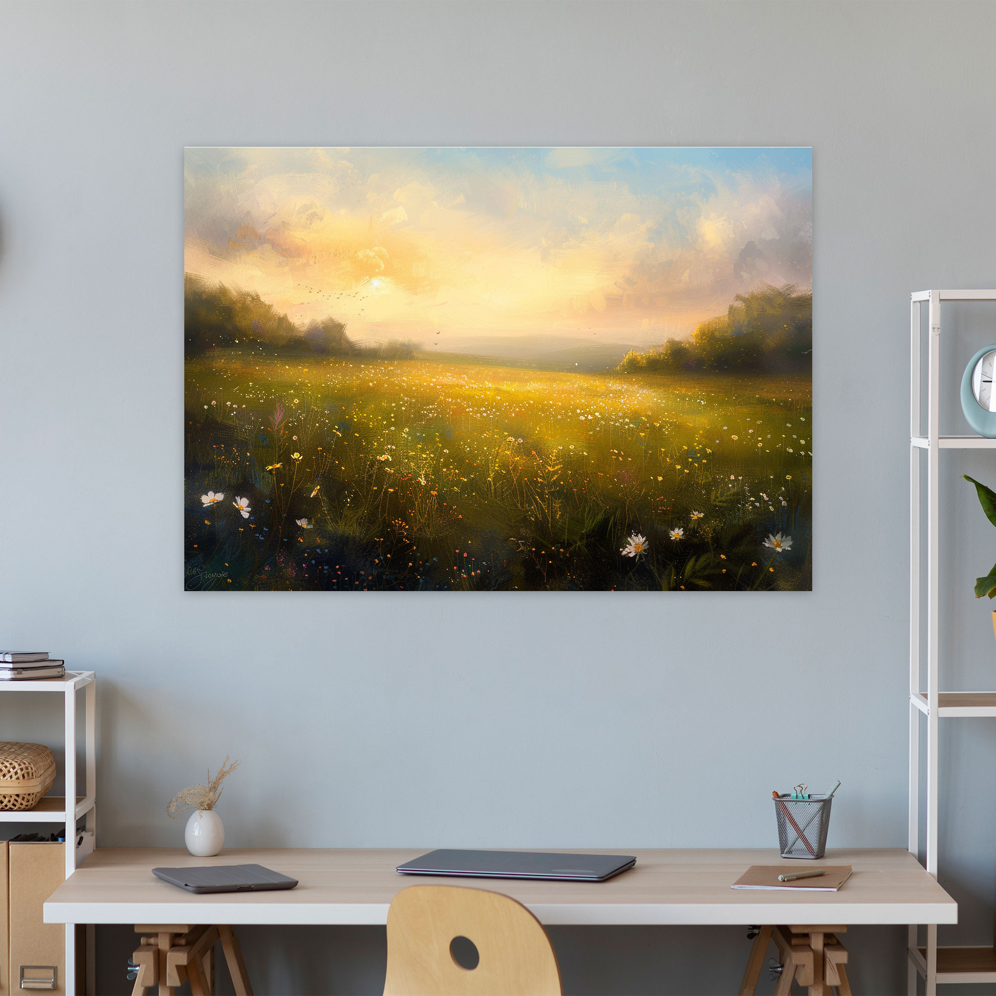 Sunrise Meadow Impressionism Wall Decoration - Impressionism, Home Decoration, Canvas Wall Art, Impressionism
