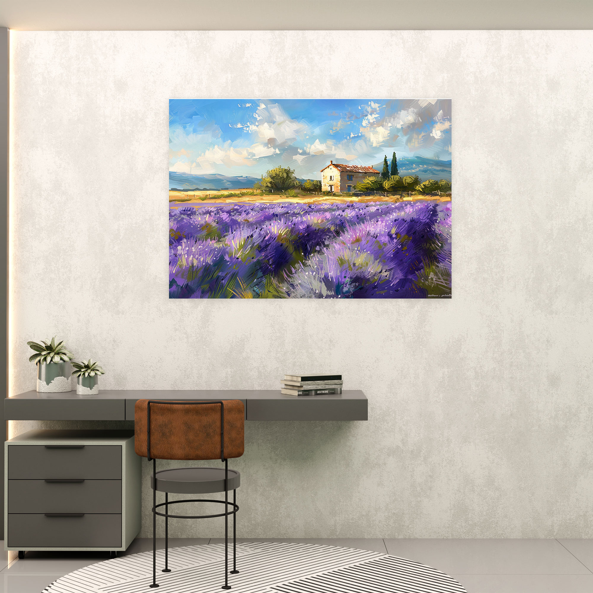 Impressionism Wall Art: Lavender Field Canvas Print - Impressionism, Wall Art, Wall Decoration, Home Decoration