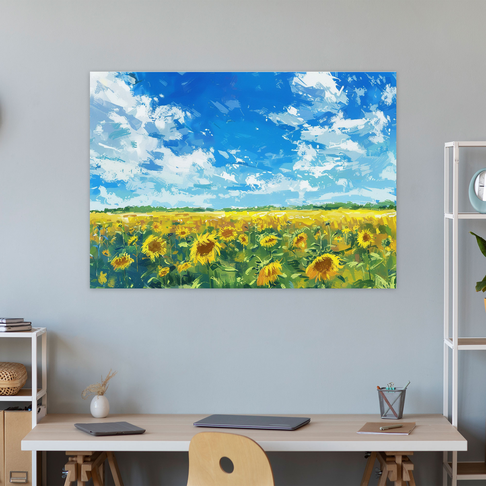 Impressionism Canvas Print: Sunflower Field Wall Art - Impressionism, Canvas Wall Art, Impressionism, Canvas