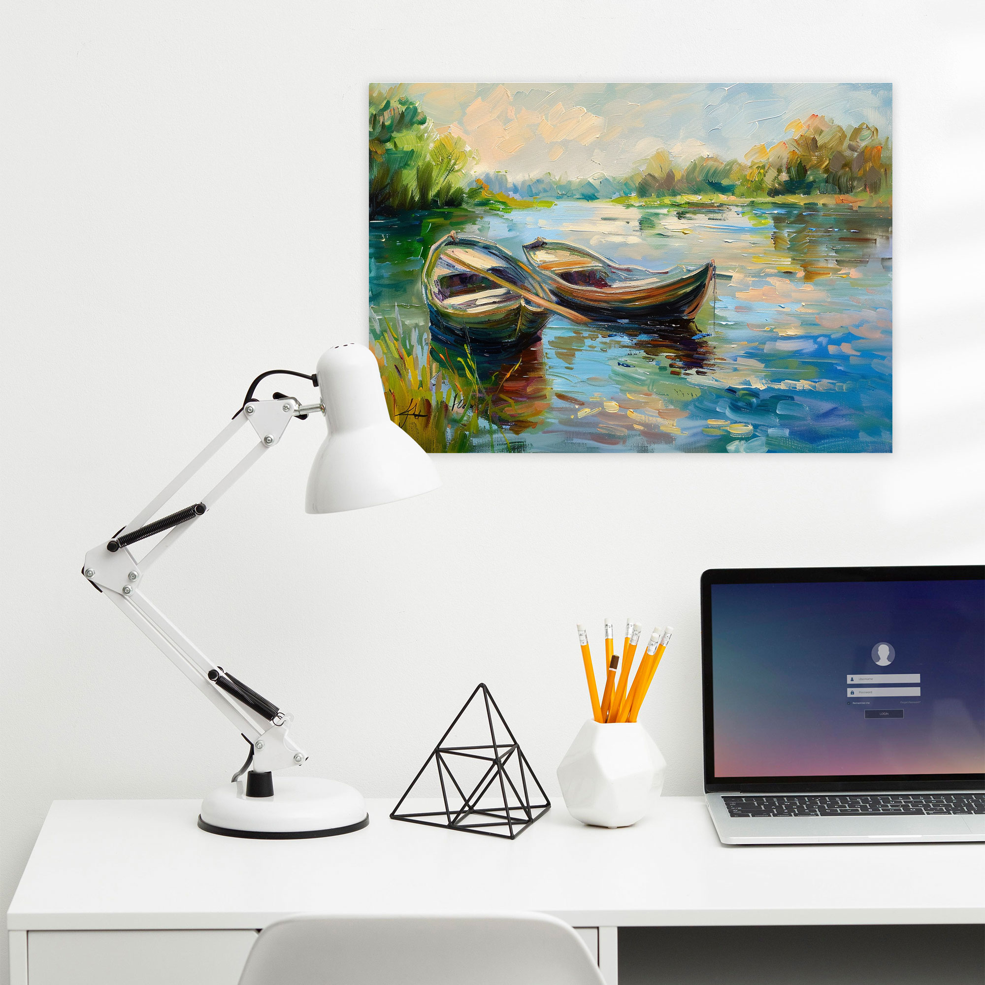 Impressionism Canvas Print: River Boats Wall Art - Impressionism, Canvas, Home Decoration, Canvas Print