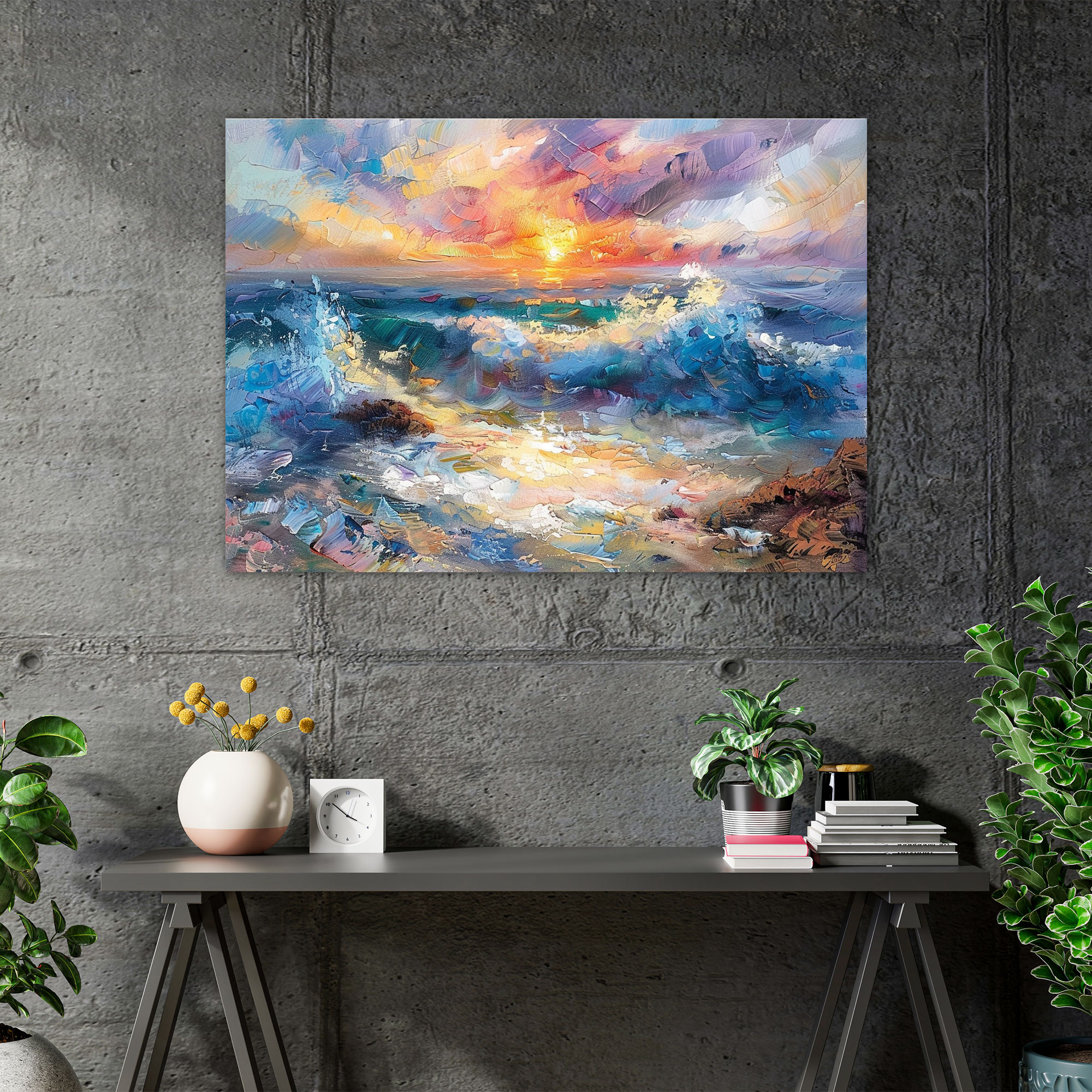 Impressionism Seaside Sunset Wall Art - Impressionism, Wall Art, Canvas Wall Art, Canvas