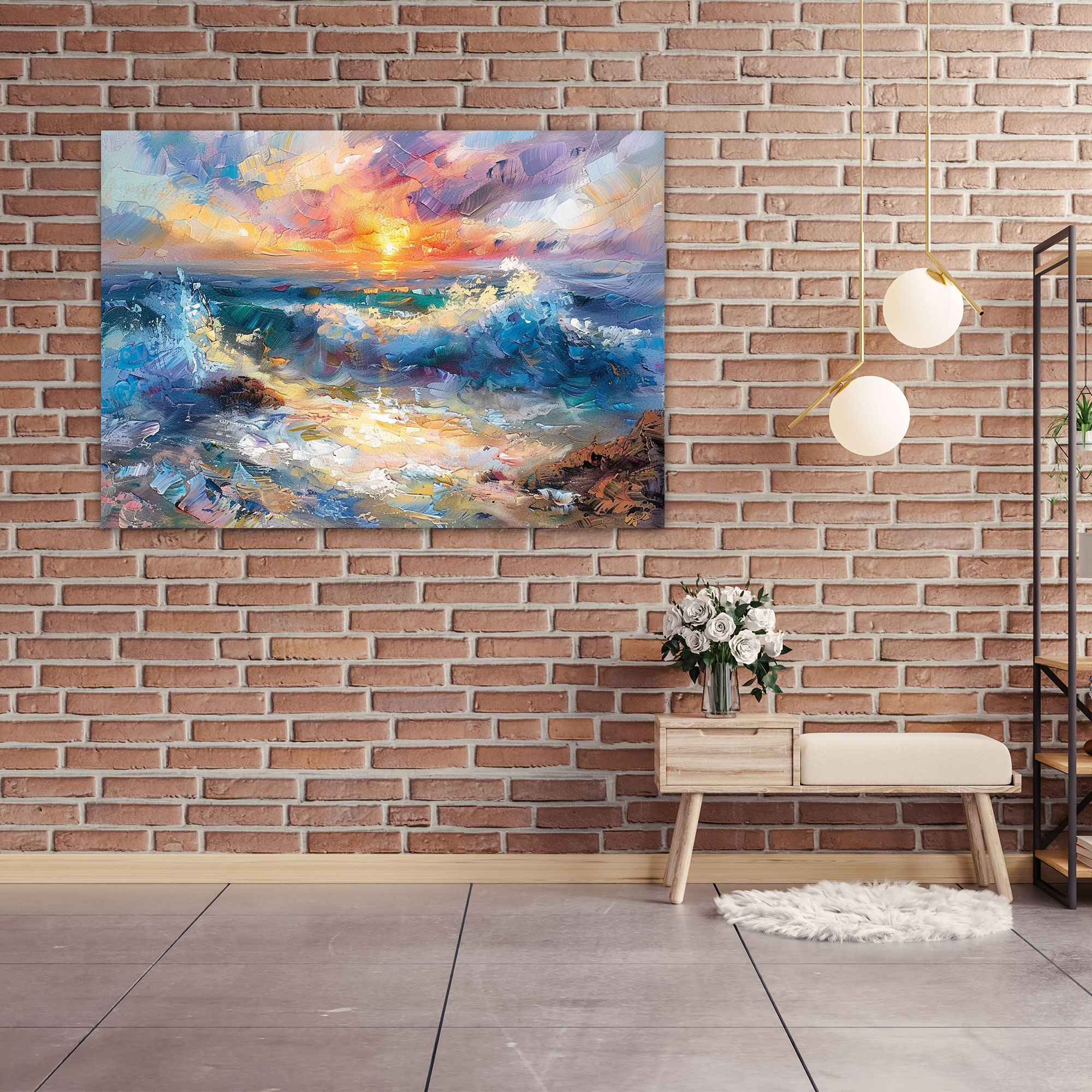 Impressionism Seaside Sunset Wall Art - Impressionism, Wall Art, Canvas Wall Art, Canvas
