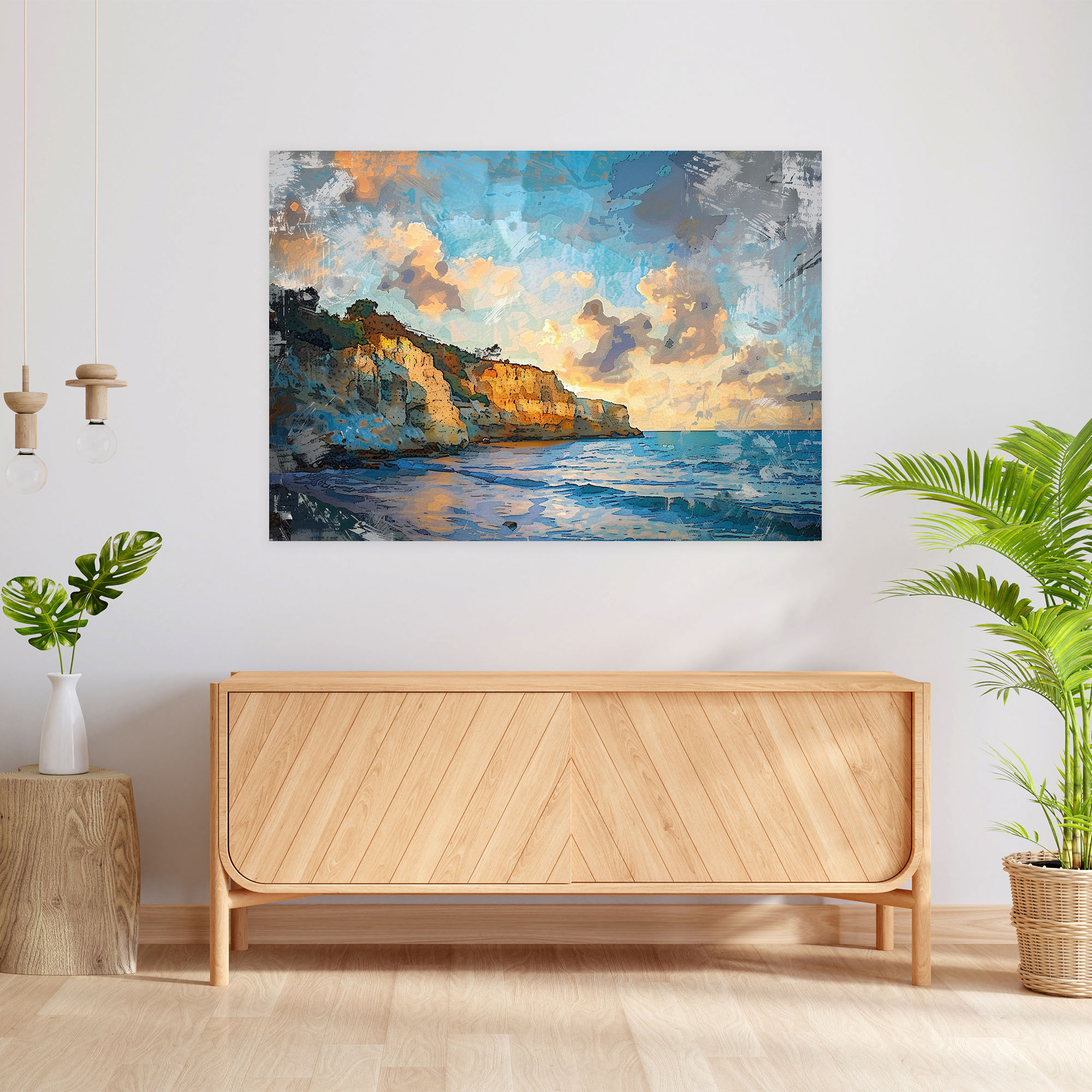 Impressionism Coastal Cliffs Canvas Print - Impressionism, Canvas Wall Art, Wall Art, Home Decoration