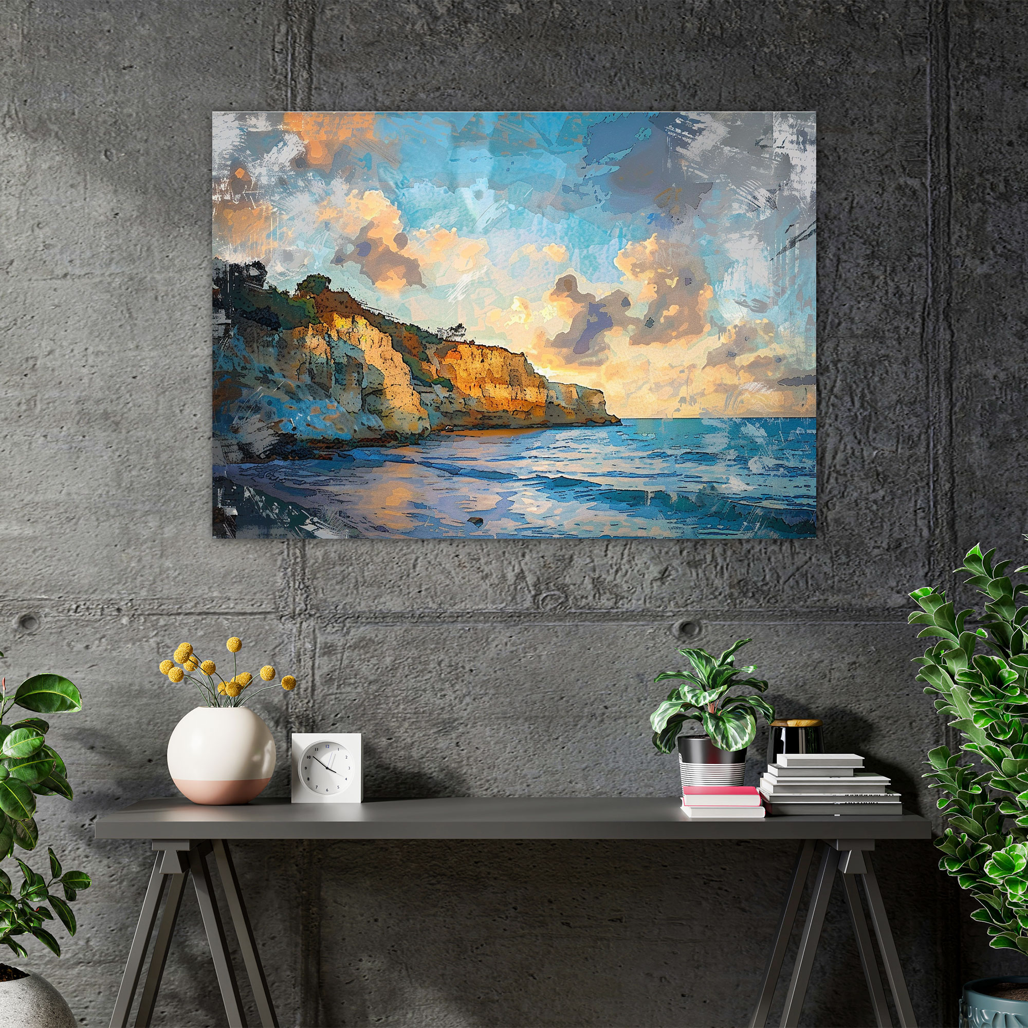 Impressionism Coastal Cliffs Canvas Print - Impressionism, Canvas Wall Art, Wall Art, Home Decoration