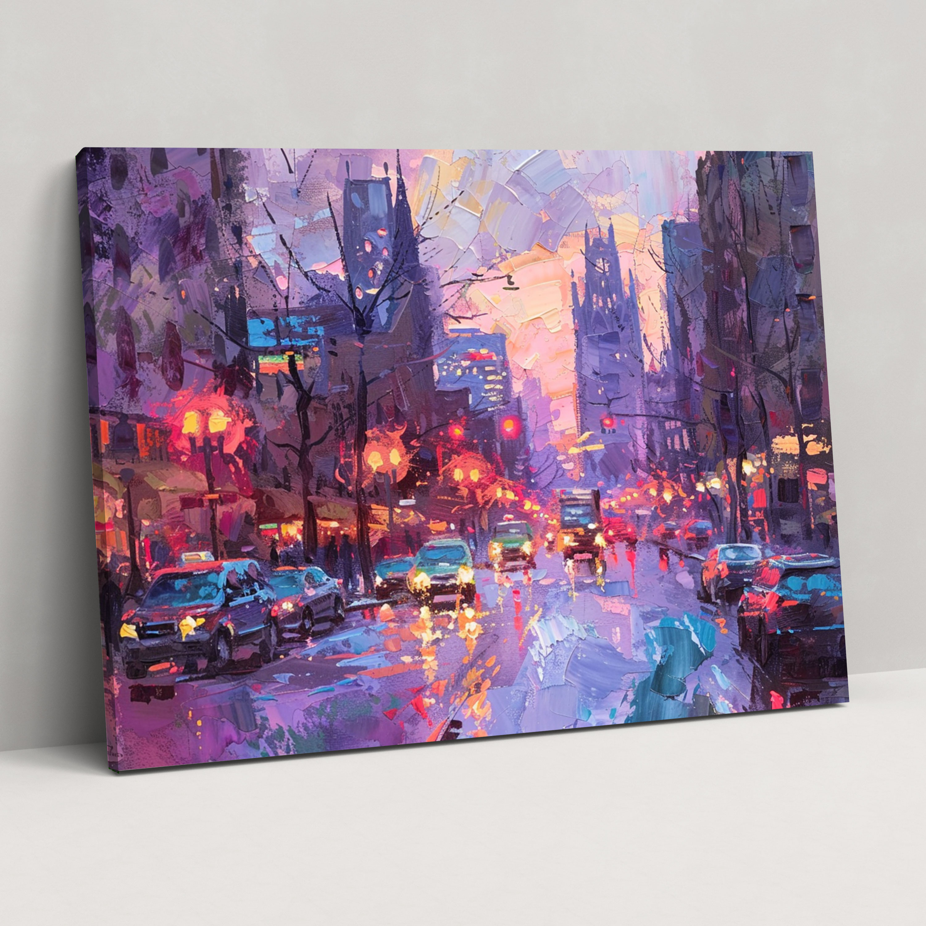 Impressionism Cityscape At Dusk Canvas Print - Impressionism, Canvas Wall Art, Wall Art, Impressionism