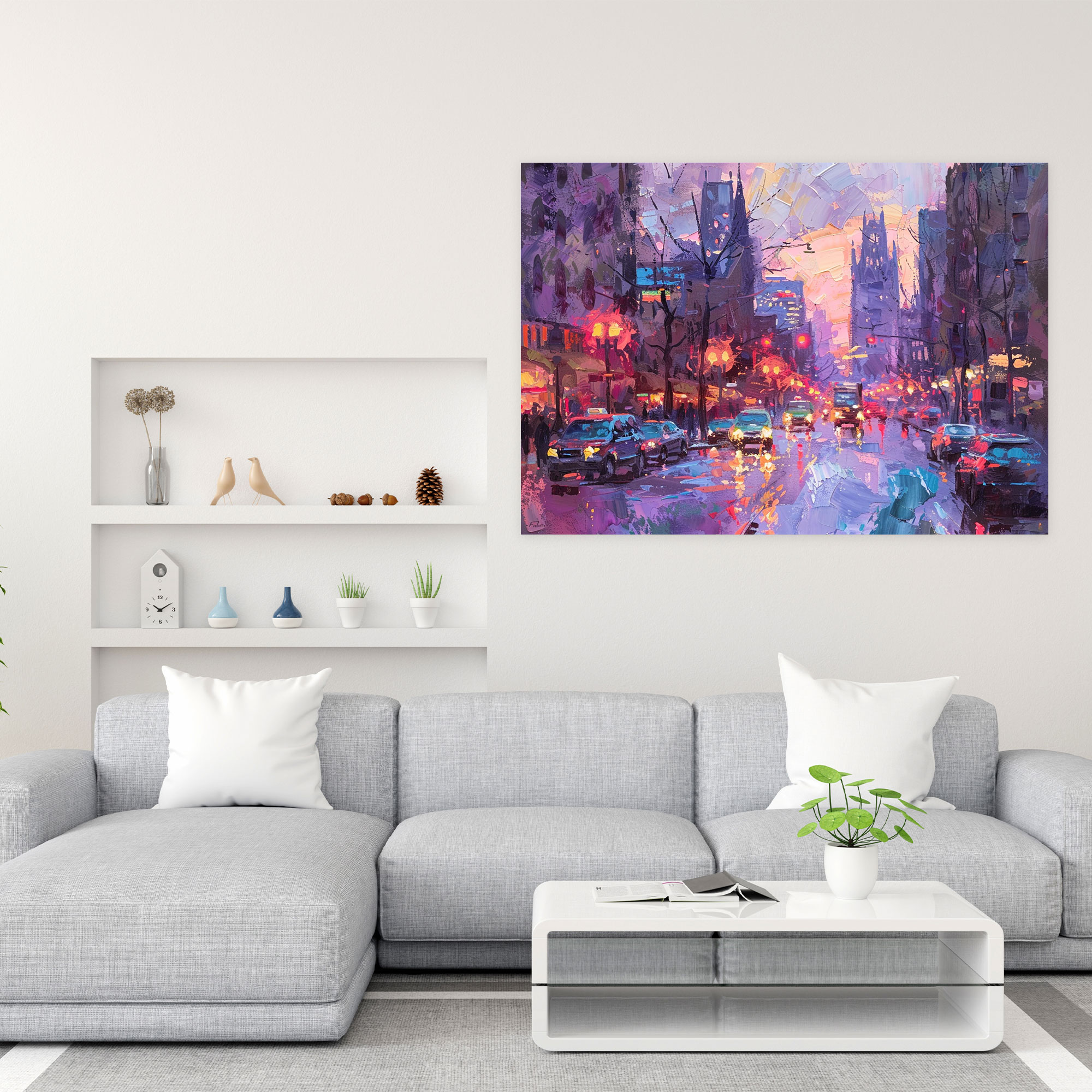 Impressionism Cityscape At Dusk Canvas Print - Impressionism, Canvas Wall Art, Wall Art, Impressionism