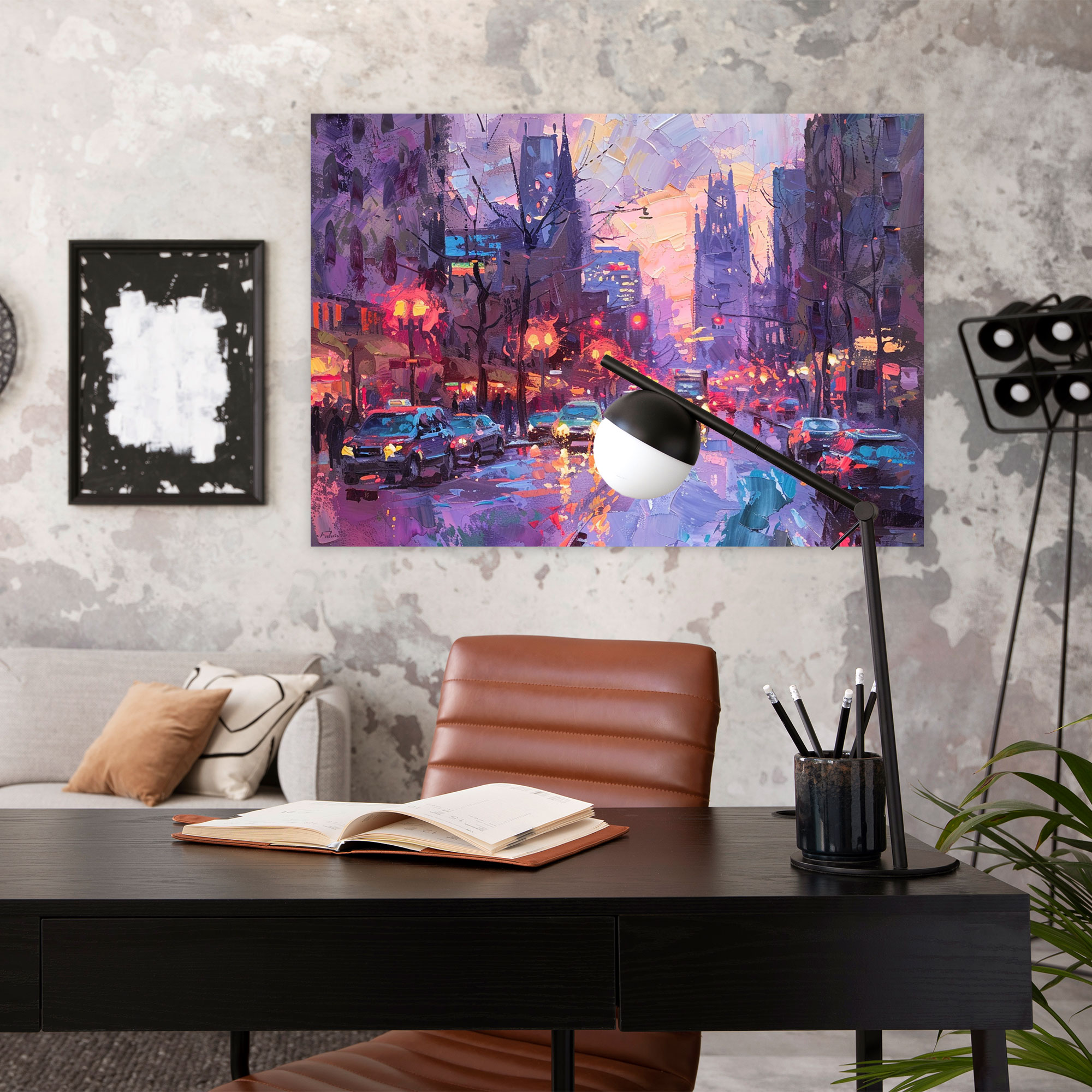 Impressionism Cityscape At Dusk Canvas Print - Impressionism, Canvas Wall Art, Wall Art, Impressionism