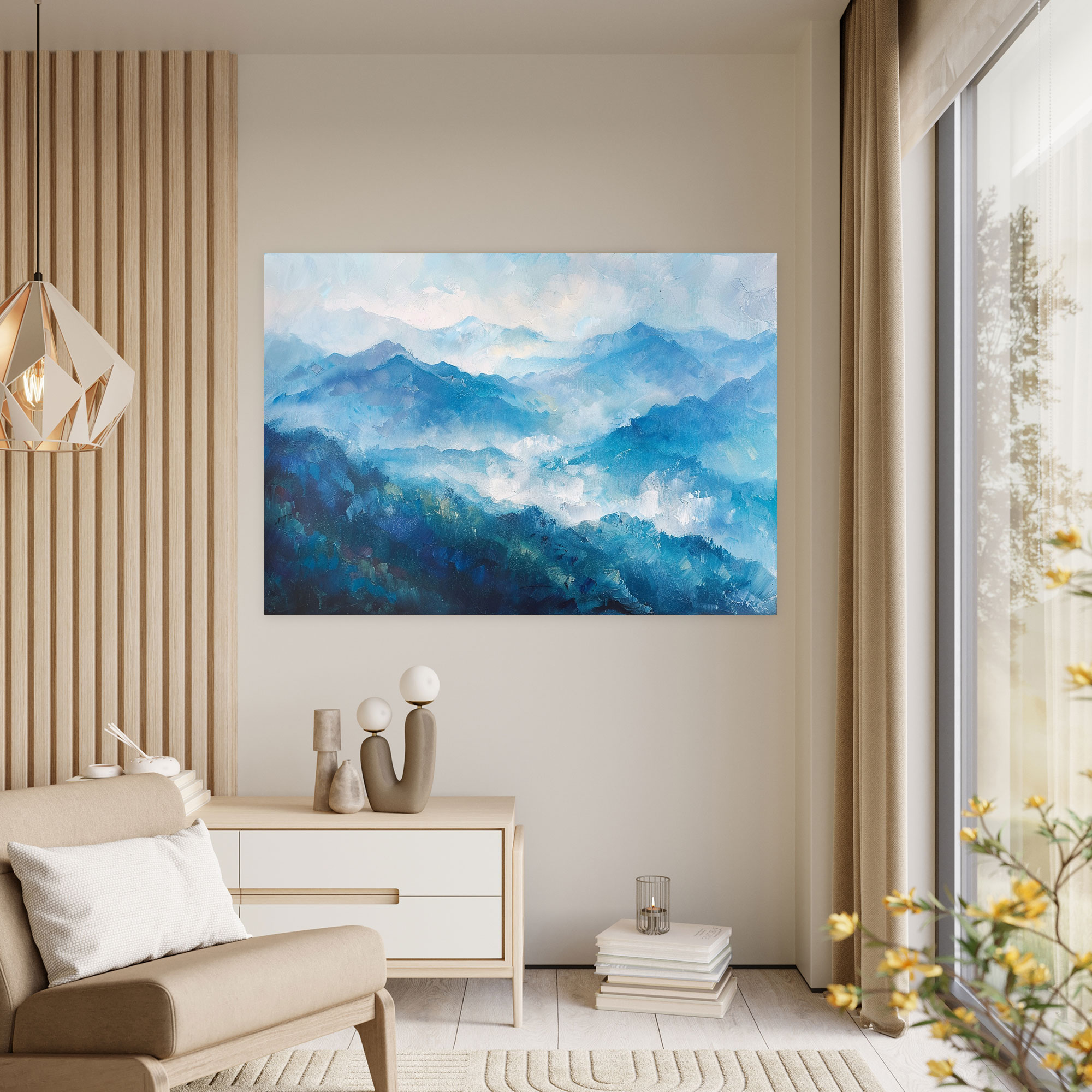 Impressionism Morning Mist Over Mountains Canvas Print - Impressionism, Canvas, Canvas Print, Canvas Wall Art