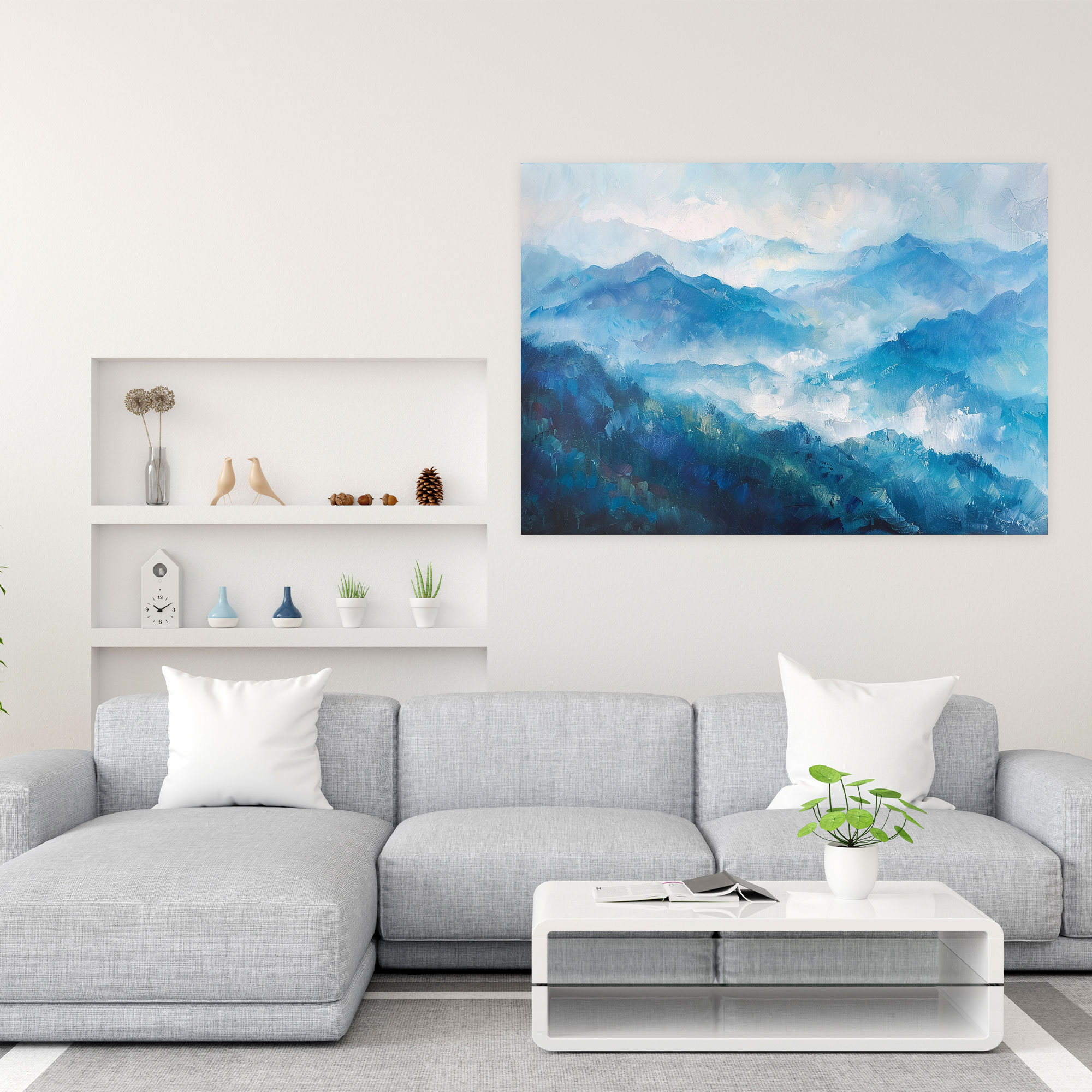 Impressionism Morning Mist Over Mountains Canvas Print - Impressionism, Canvas, Canvas Print, Canvas Wall Art