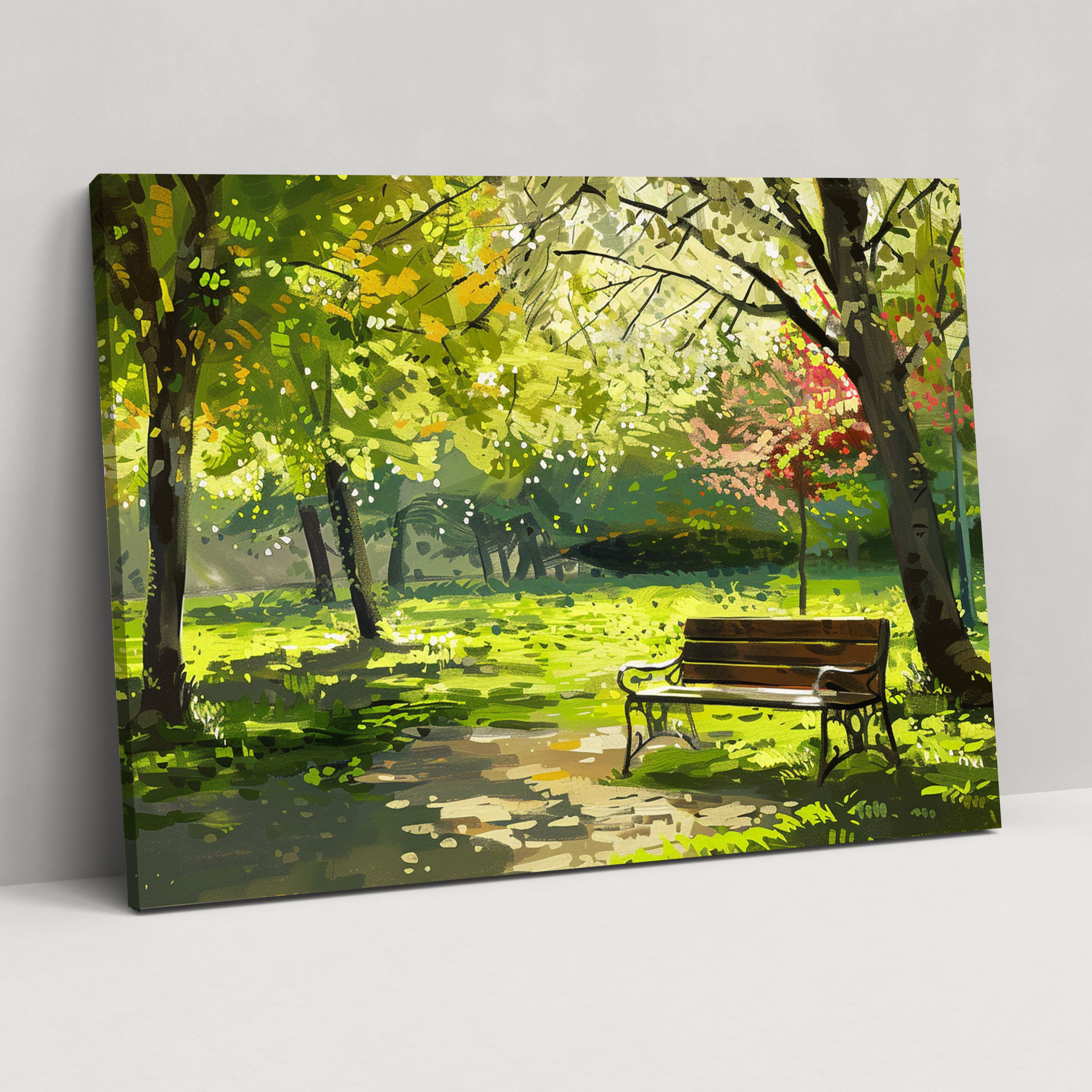 Impressionism City Park In Spring Canvas Print - Impressionism, Canvas Print, Home Decoration, Canvas