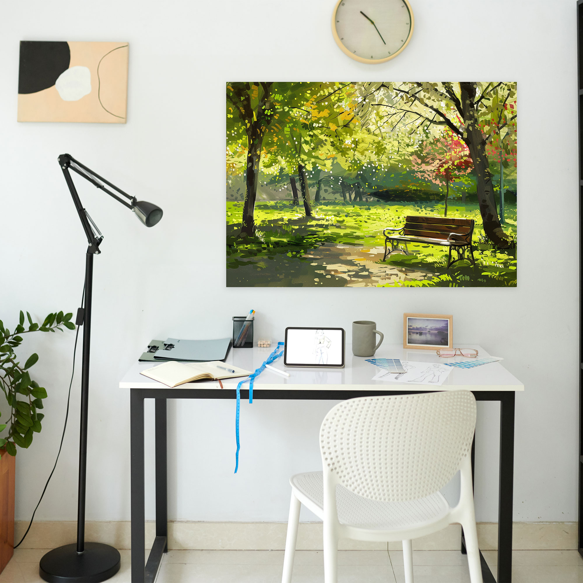 Impressionism City Park In Spring Canvas Print - Impressionism, Canvas Print, Home Decoration, Canvas