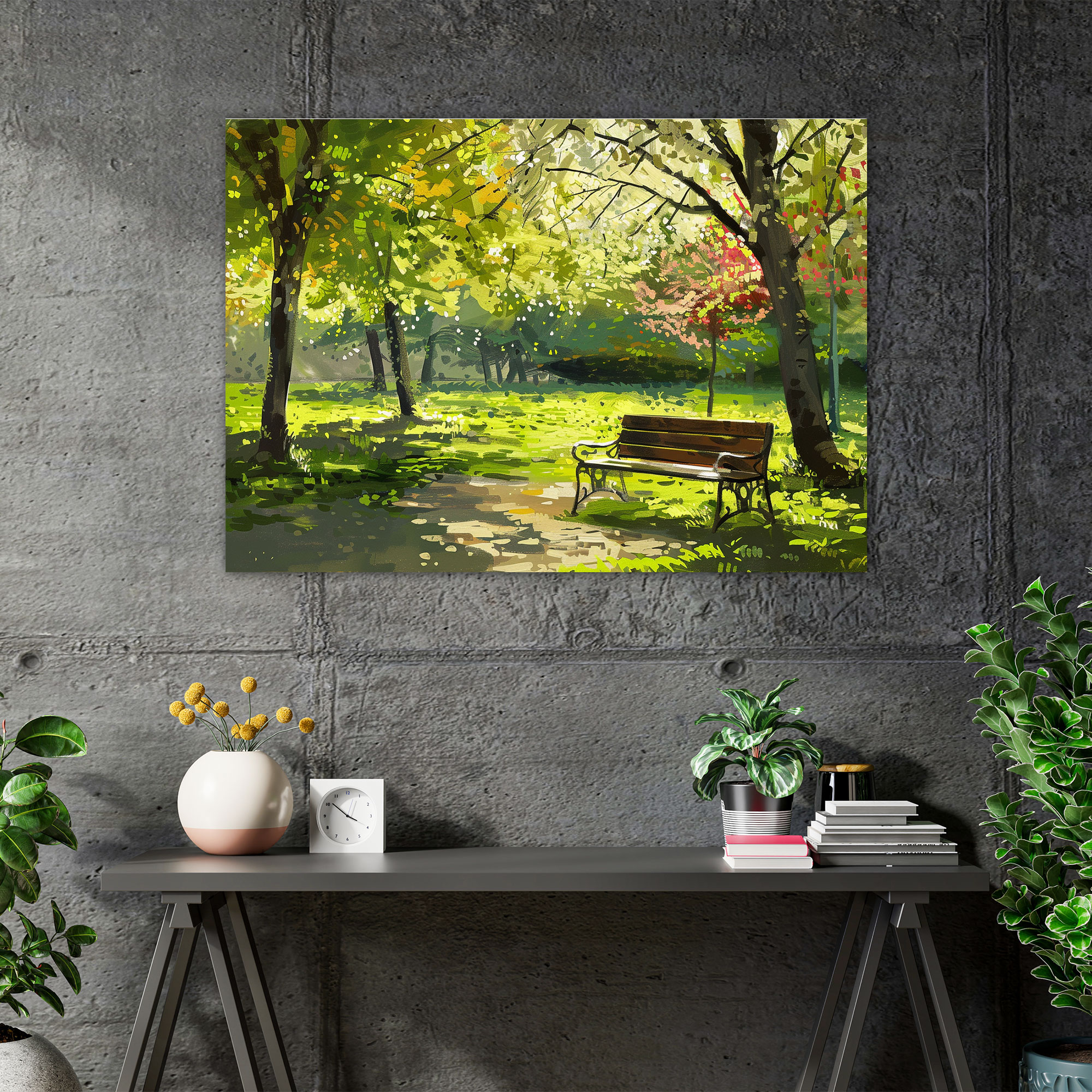 Impressionism City Park In Spring Canvas Print - Impressionism, Canvas Print, Home Decoration, Canvas