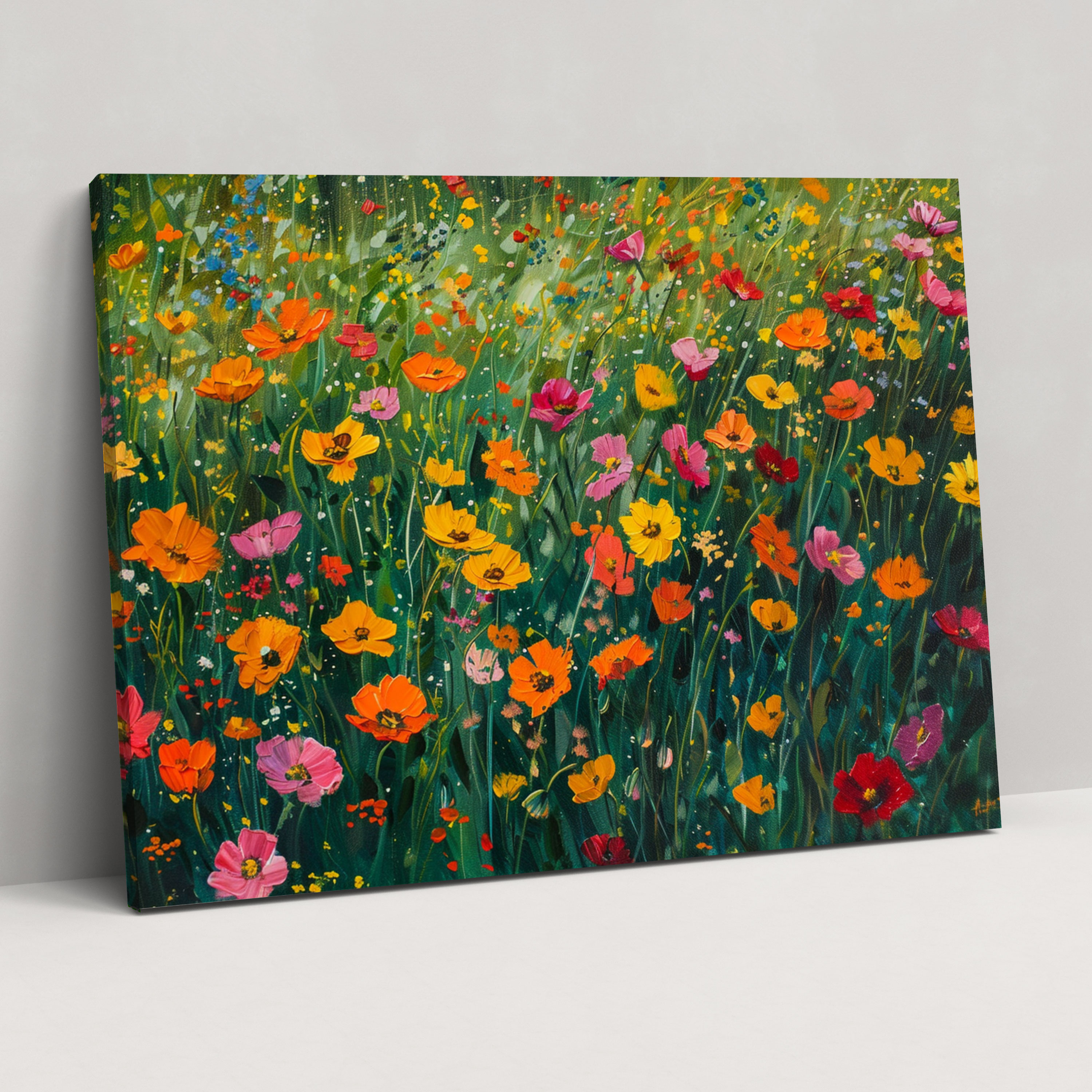 Impressionism Field Of Colorful Flowers Canvas Print - Impressionism, Wall Art, Canvas Wall Art, Home Decoration
