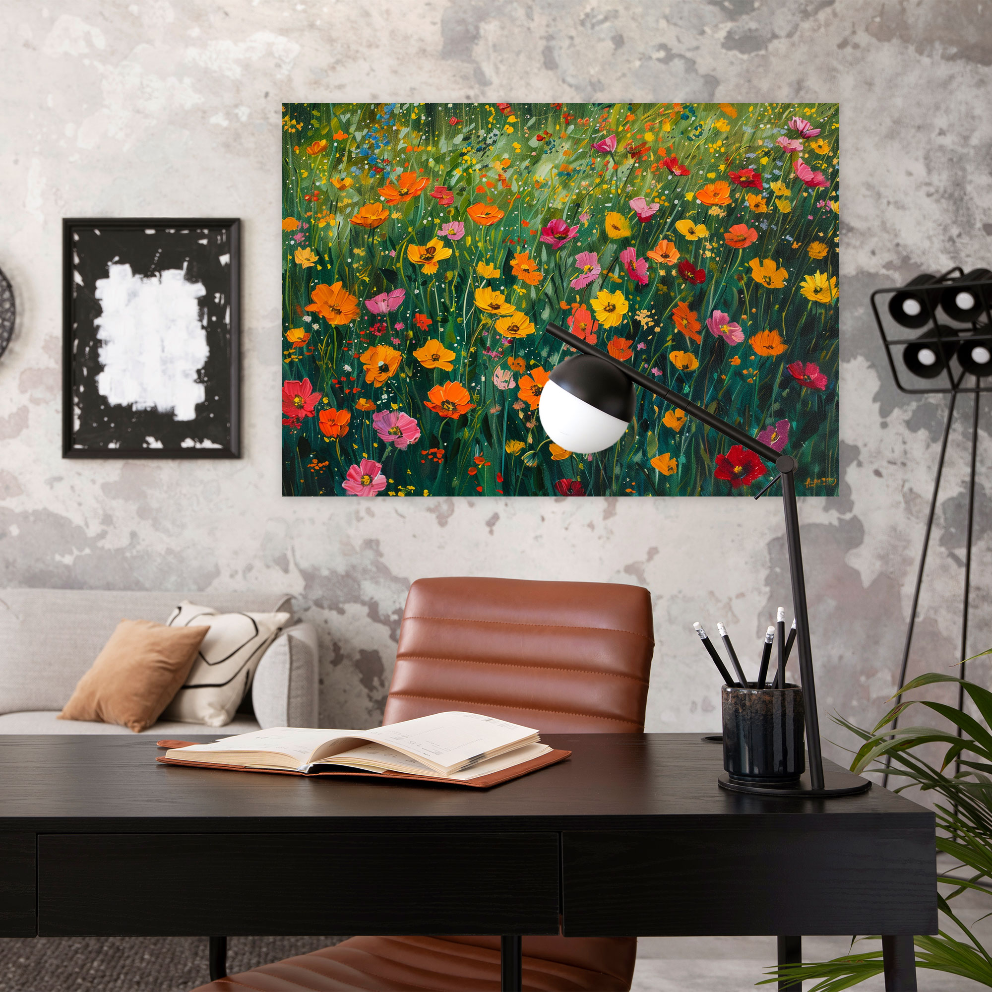 Impressionism Field Of Colorful Flowers Canvas Print - Impressionism, Wall Art, Canvas Wall Art, Home Decoration